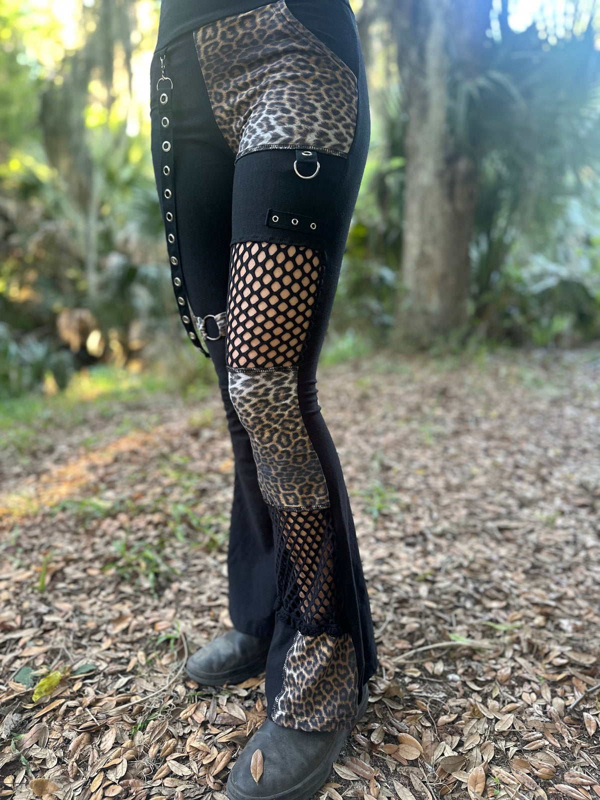 MTO Mesh Flare Pants with Eyelet Details