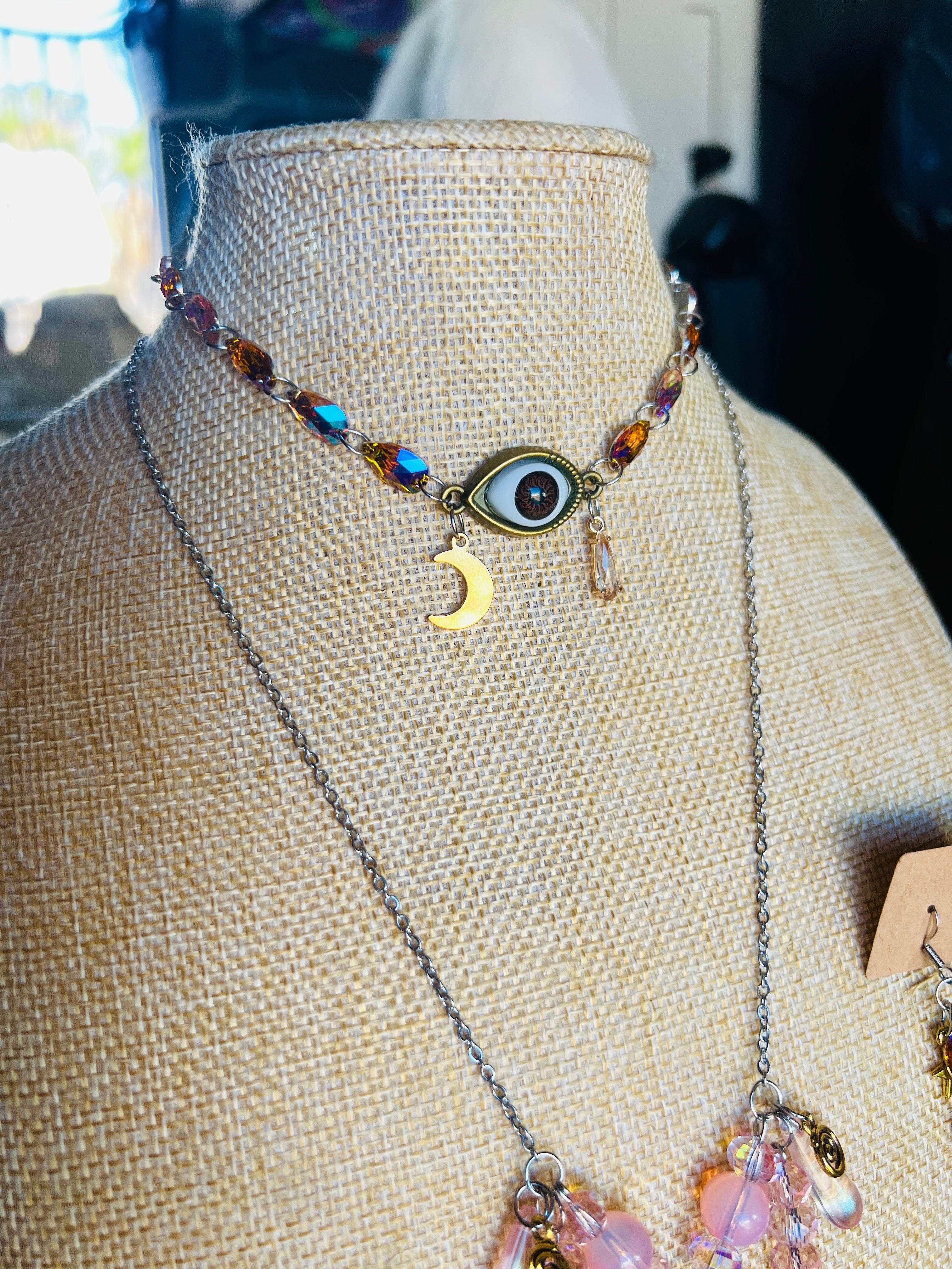 Custom Moon Set - Crystal Third Eye Choker + Drip Chain + Earrings