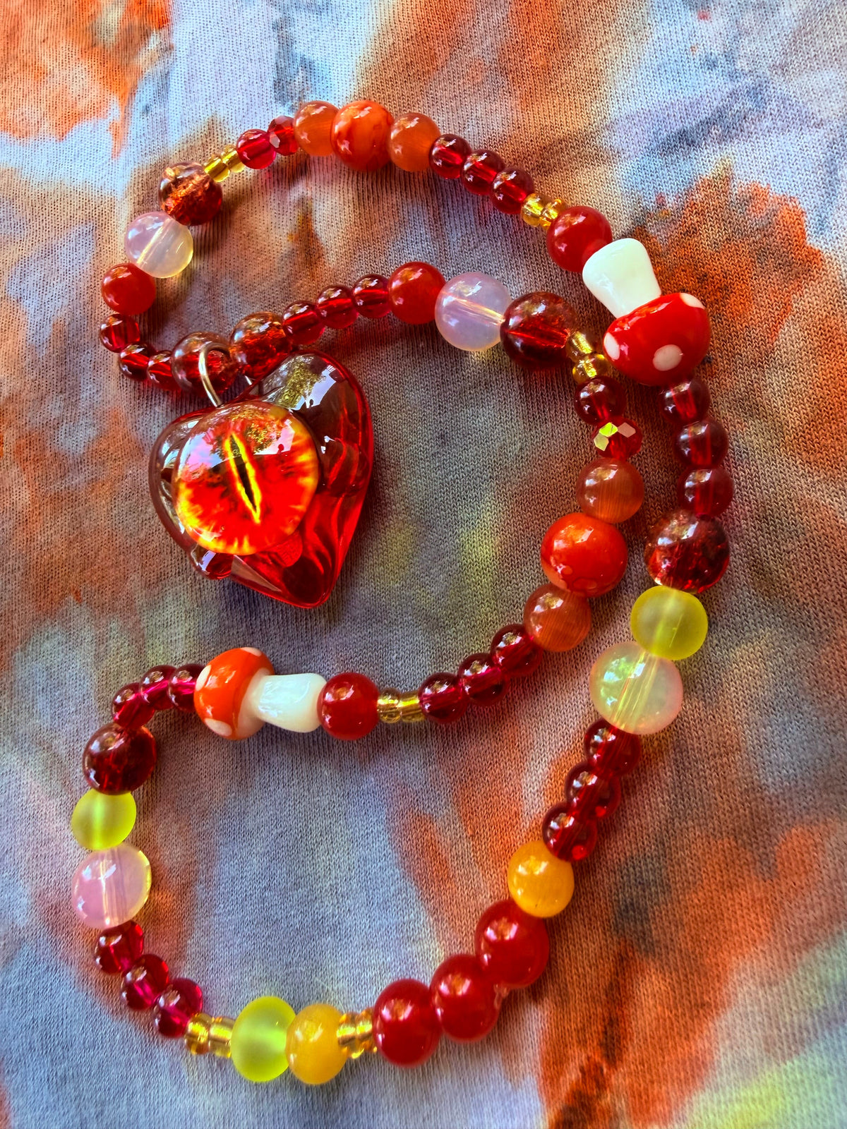 Fire Bender  - Dragon Eye Heart Stretch Necklace