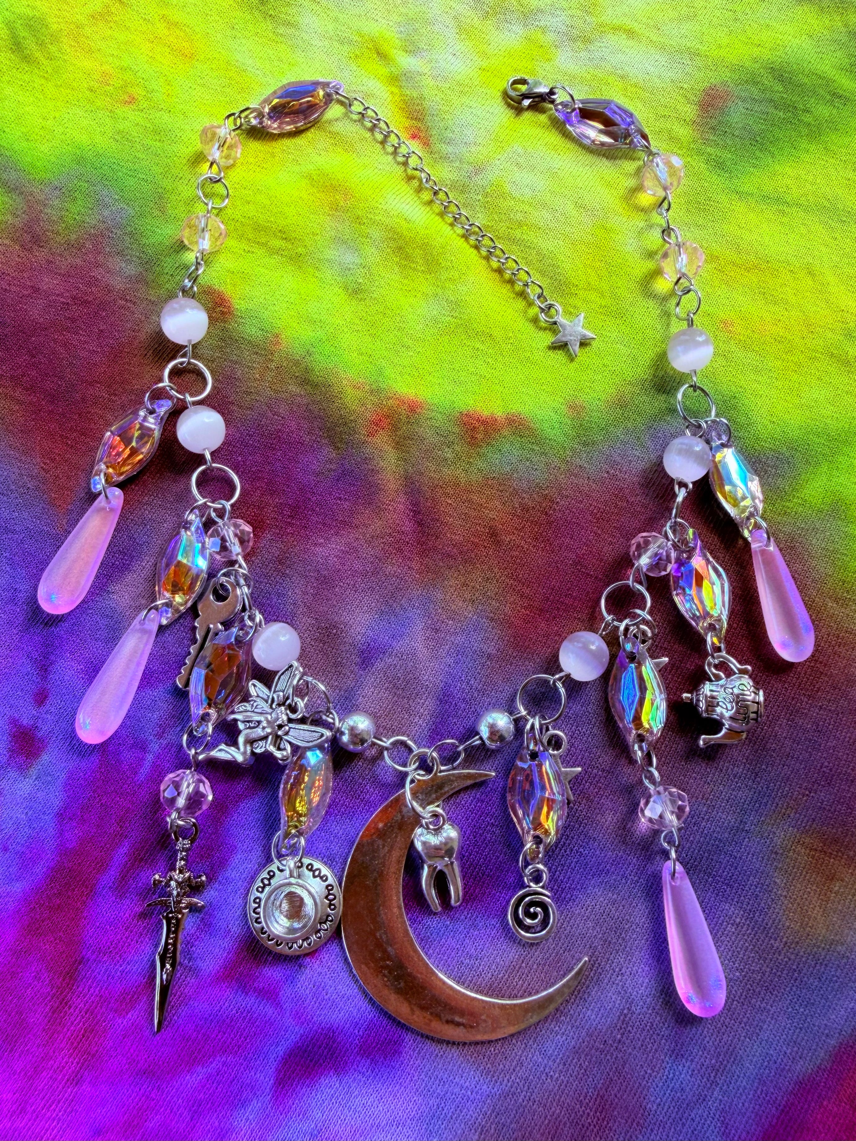 Pink Moon - Resin Crystal Charm Choker