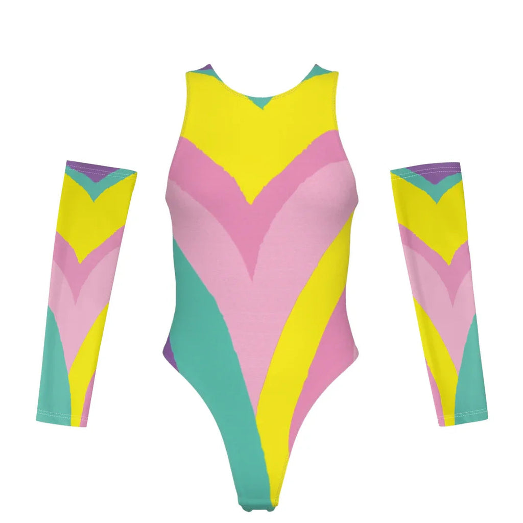 Kawaii Colors Women's Tank Bodysuit with Gloves