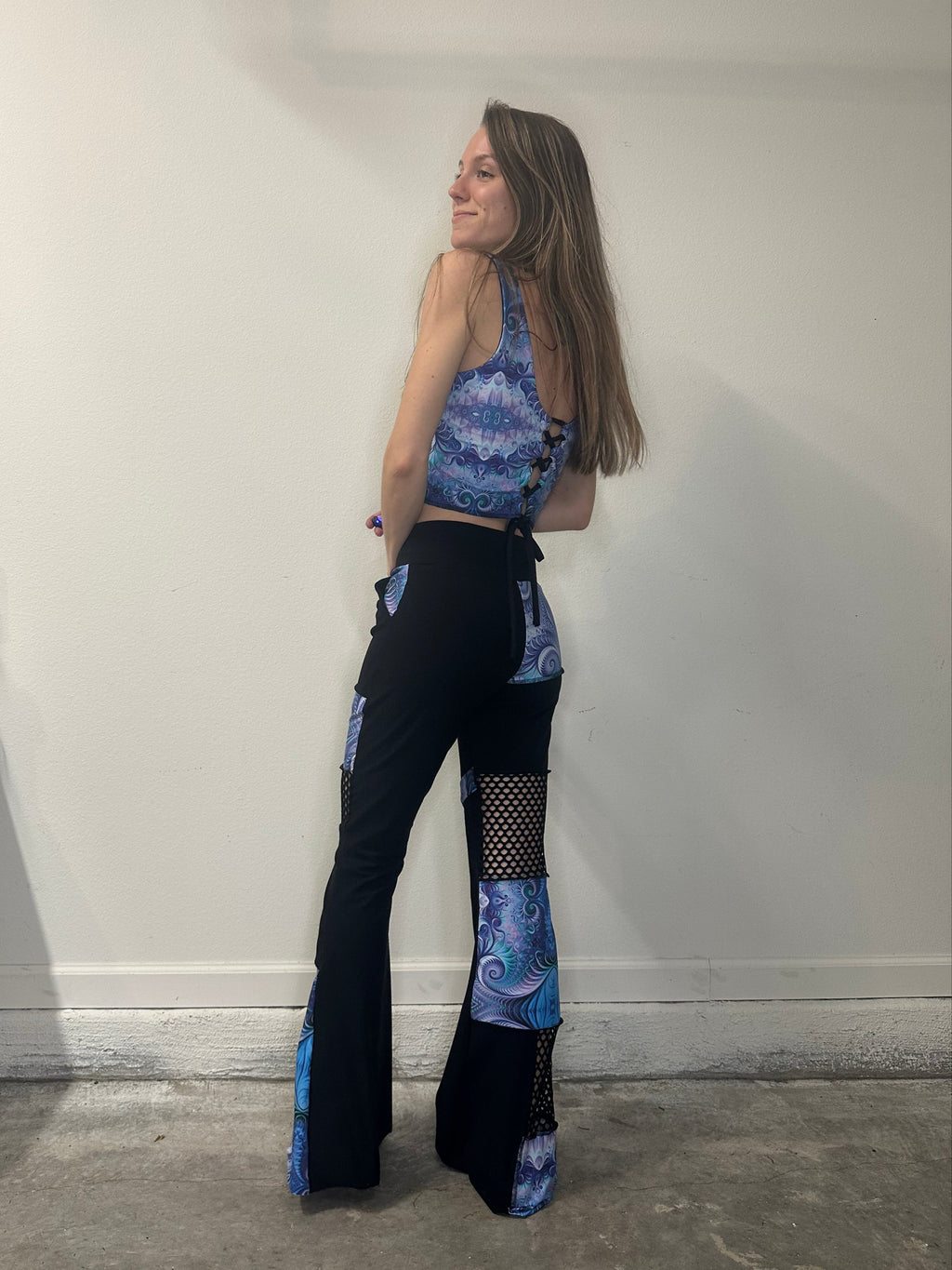 MTO Mesh Patchwork Flare Pants