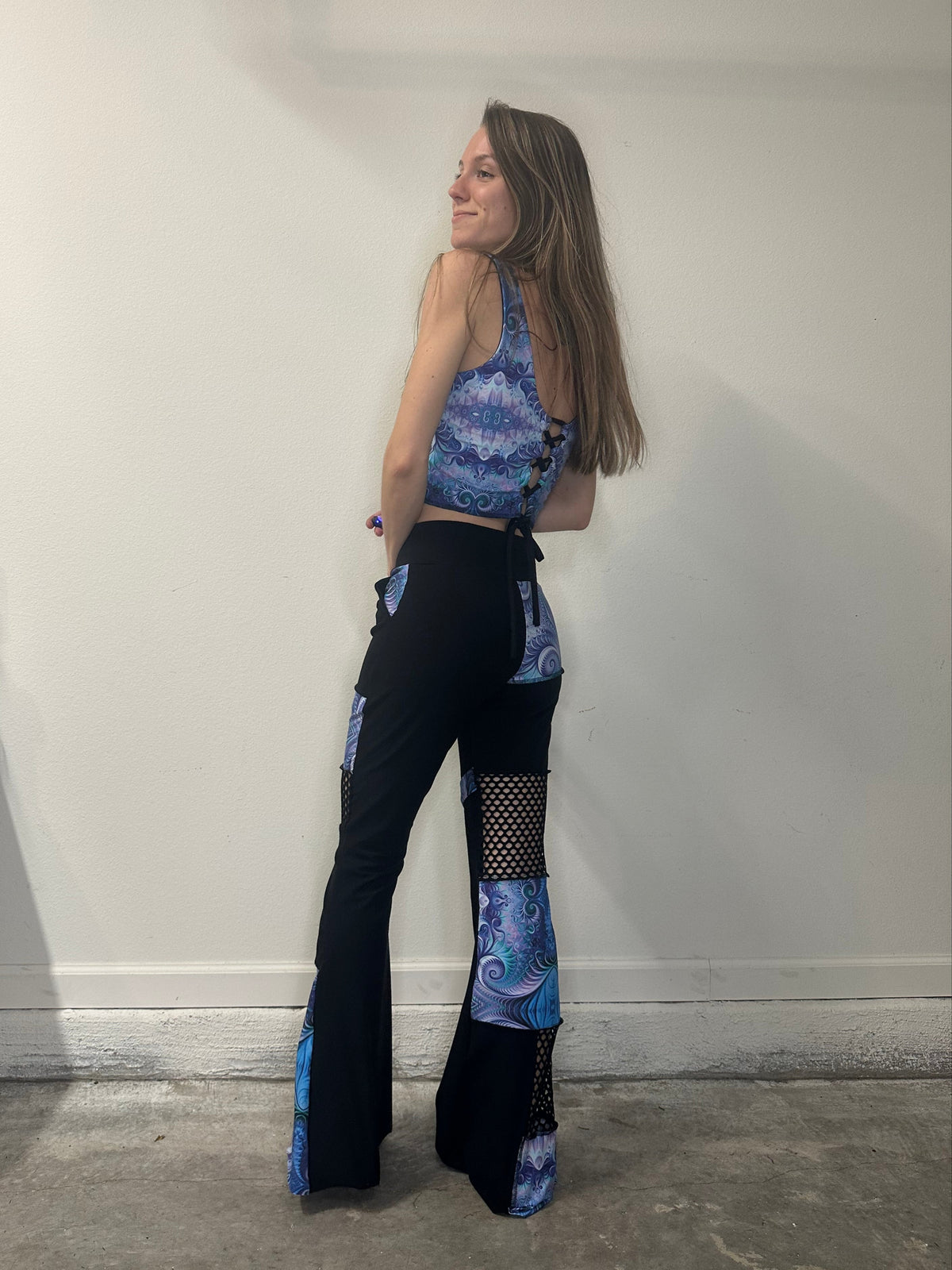 MTO Mesh Patchwork Flare Pants