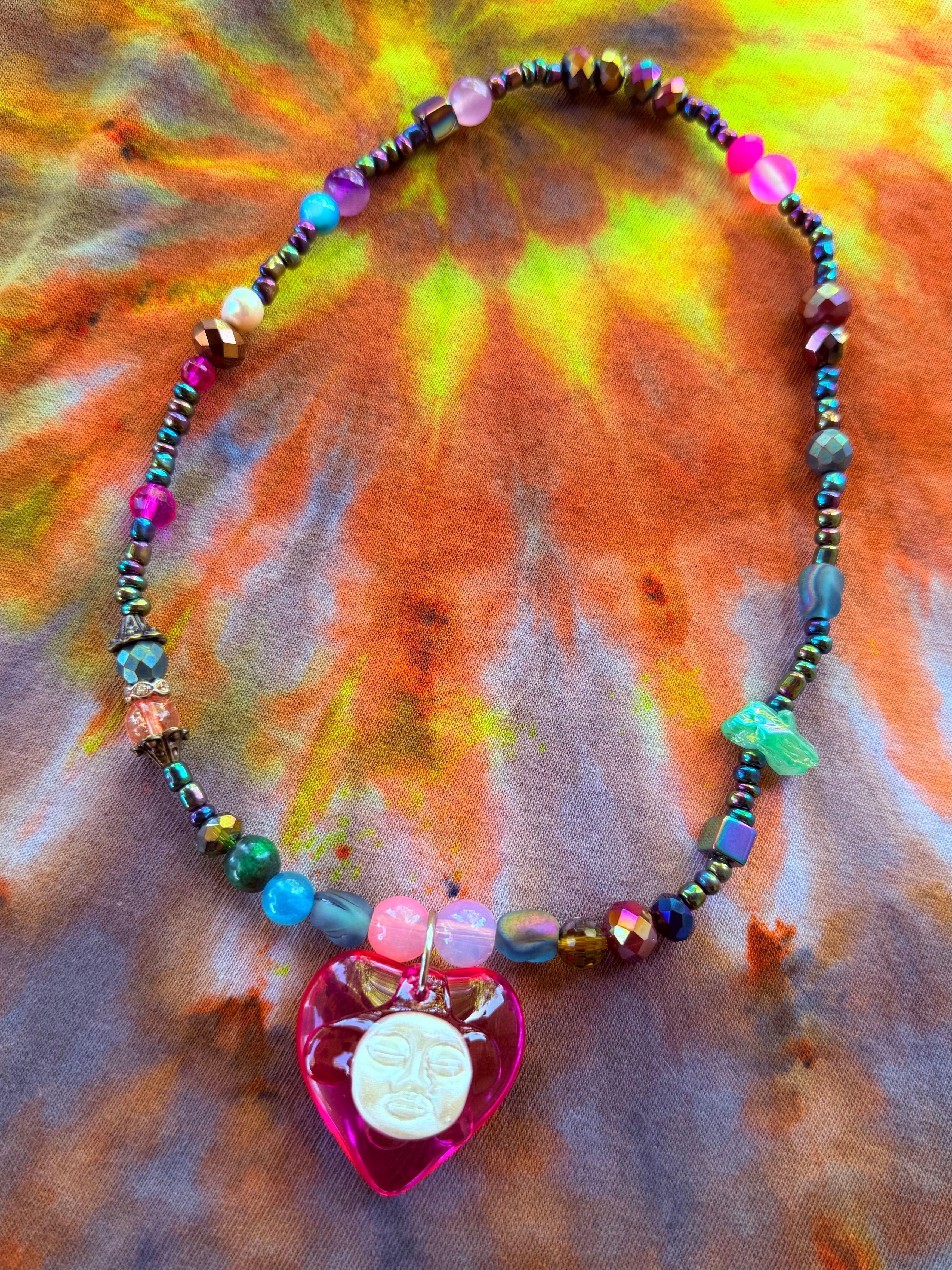 Cosmic Dancer - Moon Heart Stretch Necklace