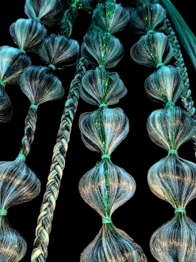 Emerald Forest (GLOW) - Ponytail Festival Rave Braids