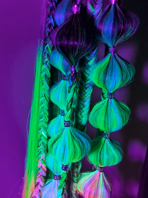 Acid Splash (GLOW) - Ponytail Festival Rave Braids