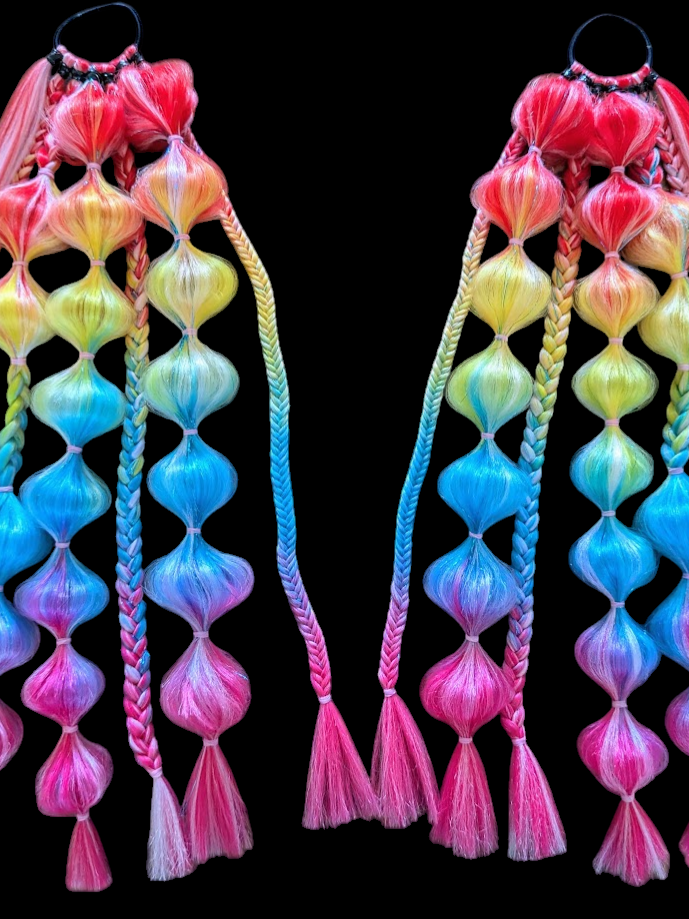 Trippy Rainbow (GLOW) - Ponytail Festival Rave Braids