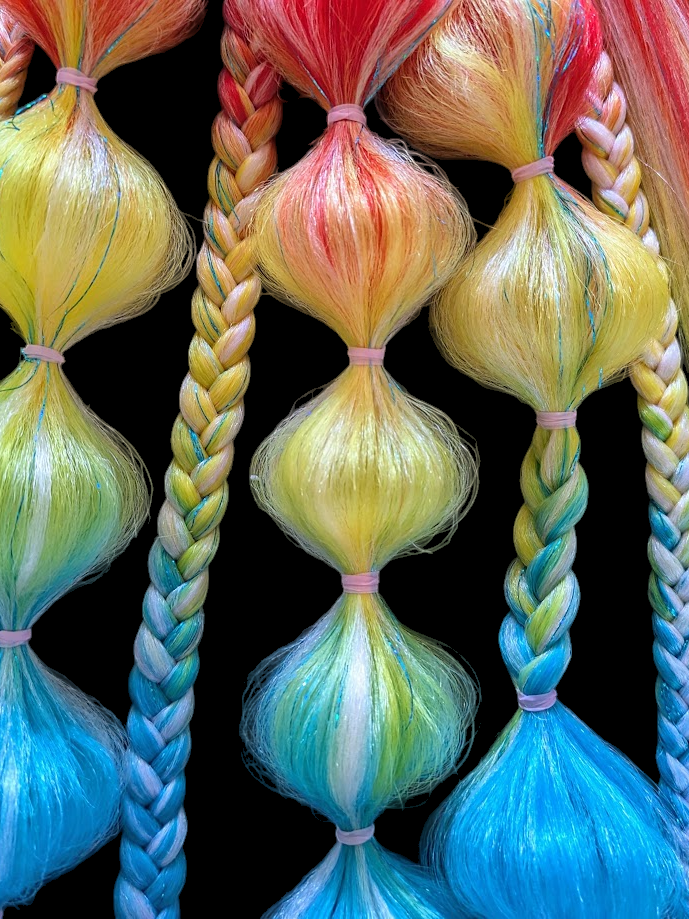 Trippy Rainbow (GLOW) - Ponytail Festival Rave Braids