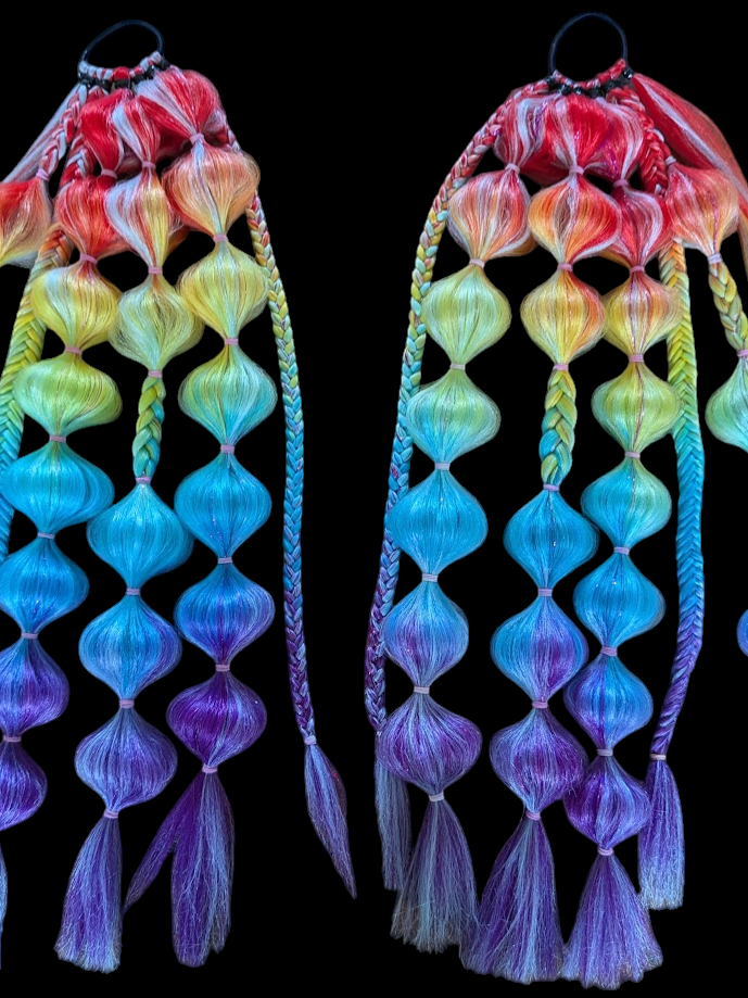 Rainbow Riot (GLOW) - Ponytail Festival Rave Braids