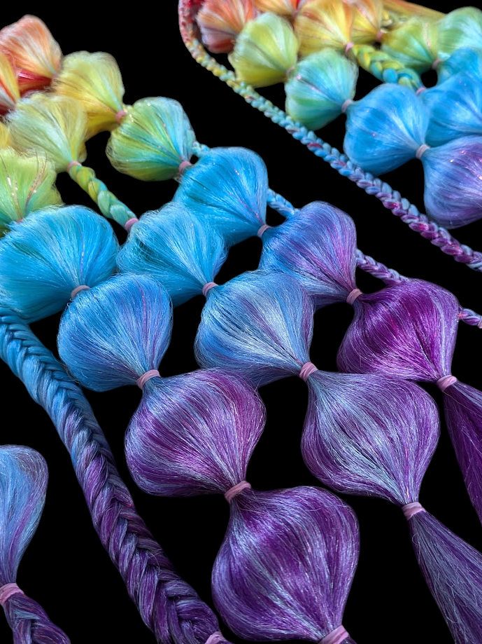 Rainbow Riot (GLOW) - Ponytail Festival Rave Braids