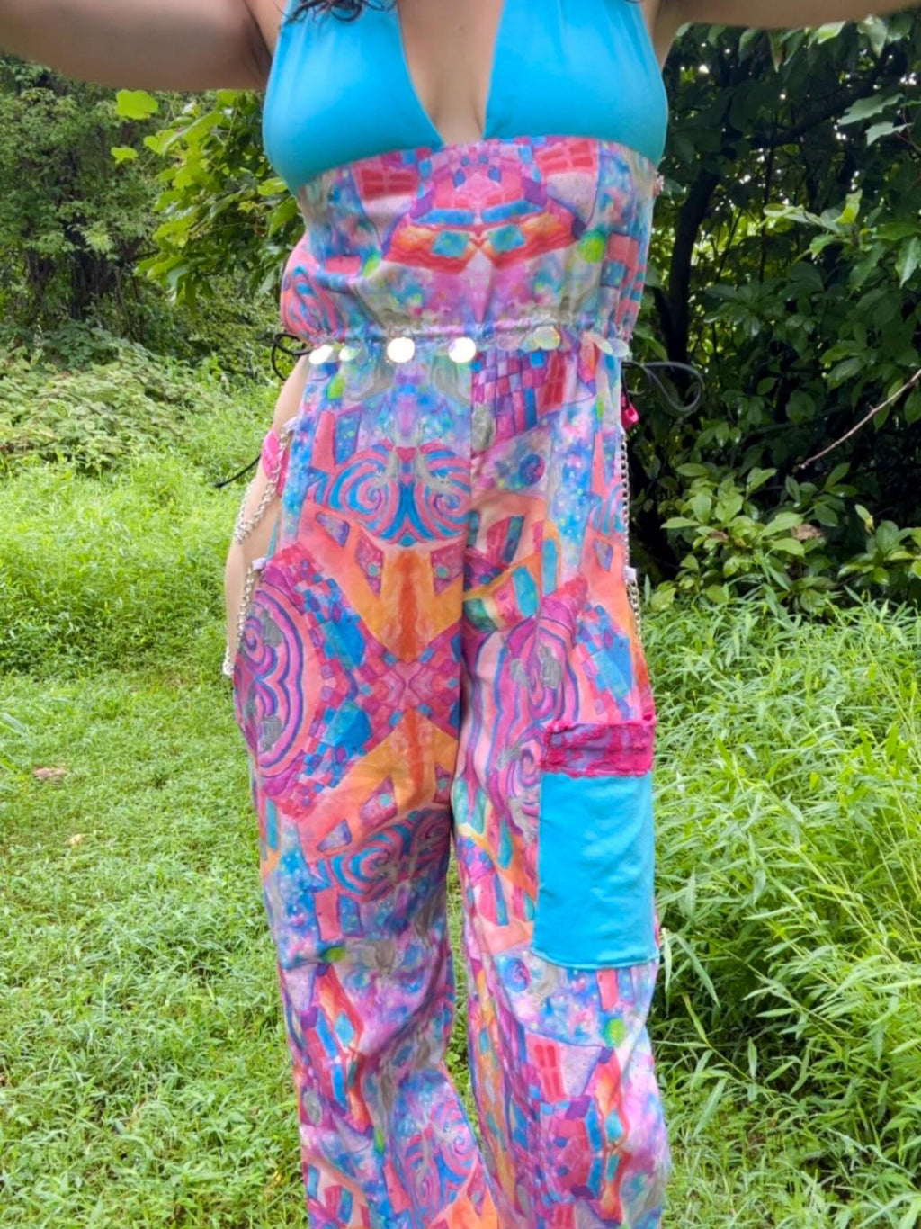 Psychedelic Space Kitty Chained Jumpsuit