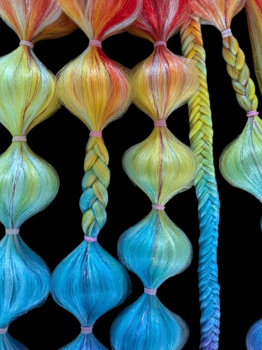 Rainbow Riot (GLOW) - Ponytail Festival Rave Braids