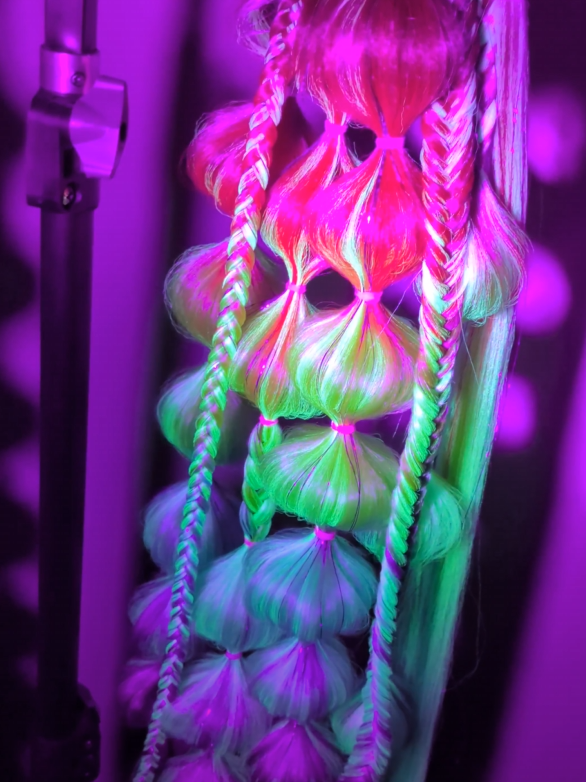 Rainbow Riot (GLOW) - Ponytail Festival Rave Braids