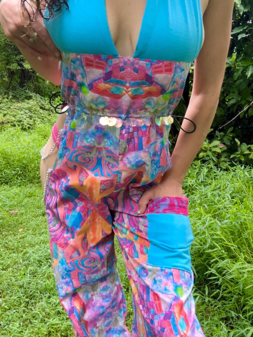 Psychedelic Space Kitty Chained Jumpsuit