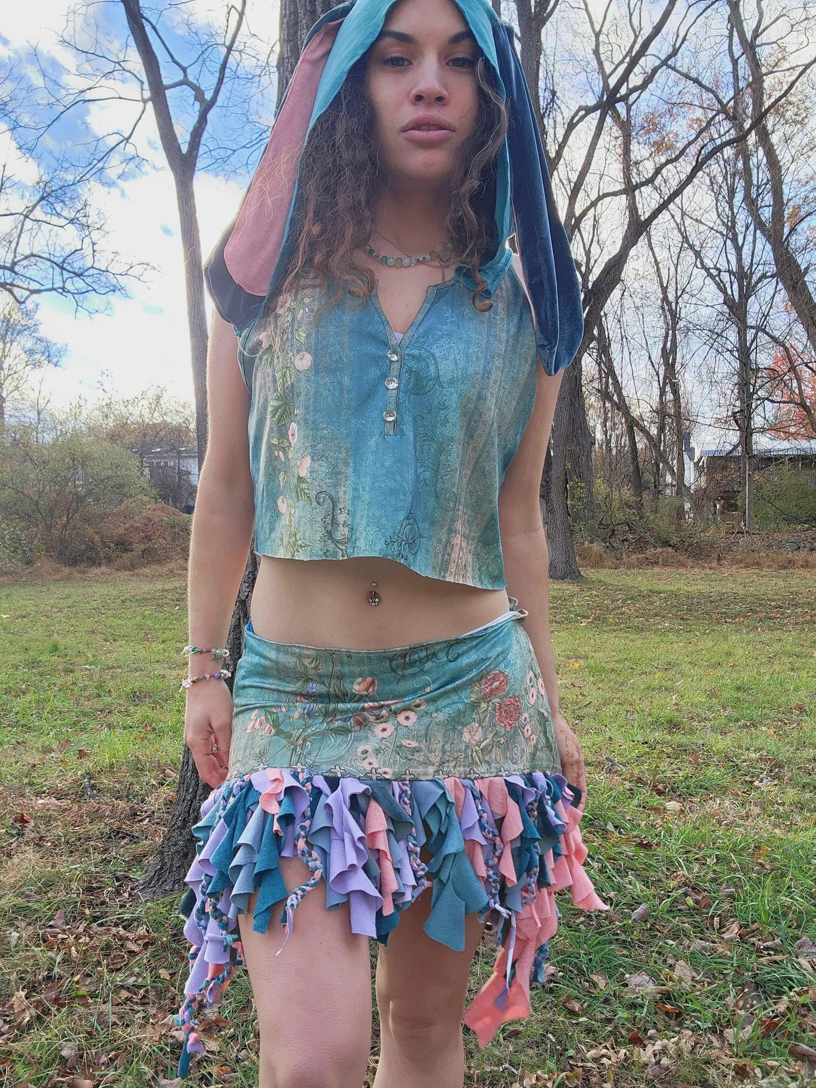 Secret Garden Bunny Hood & Ruffle Fairy Skirt Set