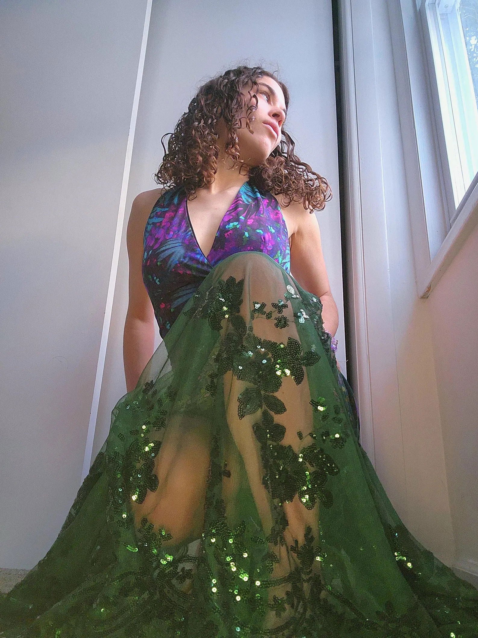 Emerald Garden Lace Floral Fairy Maxi Skirt