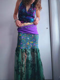 Emerald Garden Lace Floral Fairy Maxi Skirt