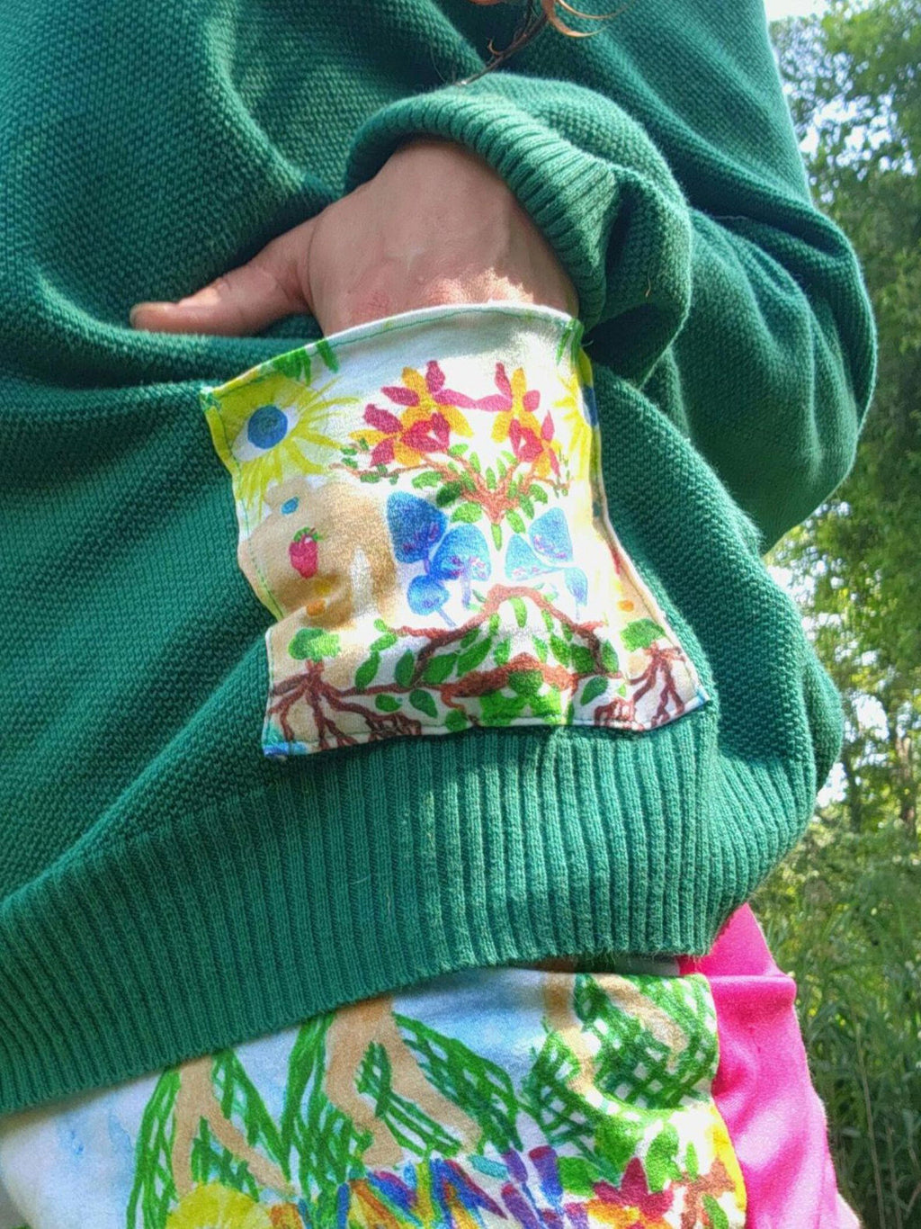 Mushroom Portal Pullover Half-Zip Sweater with Original Artwork