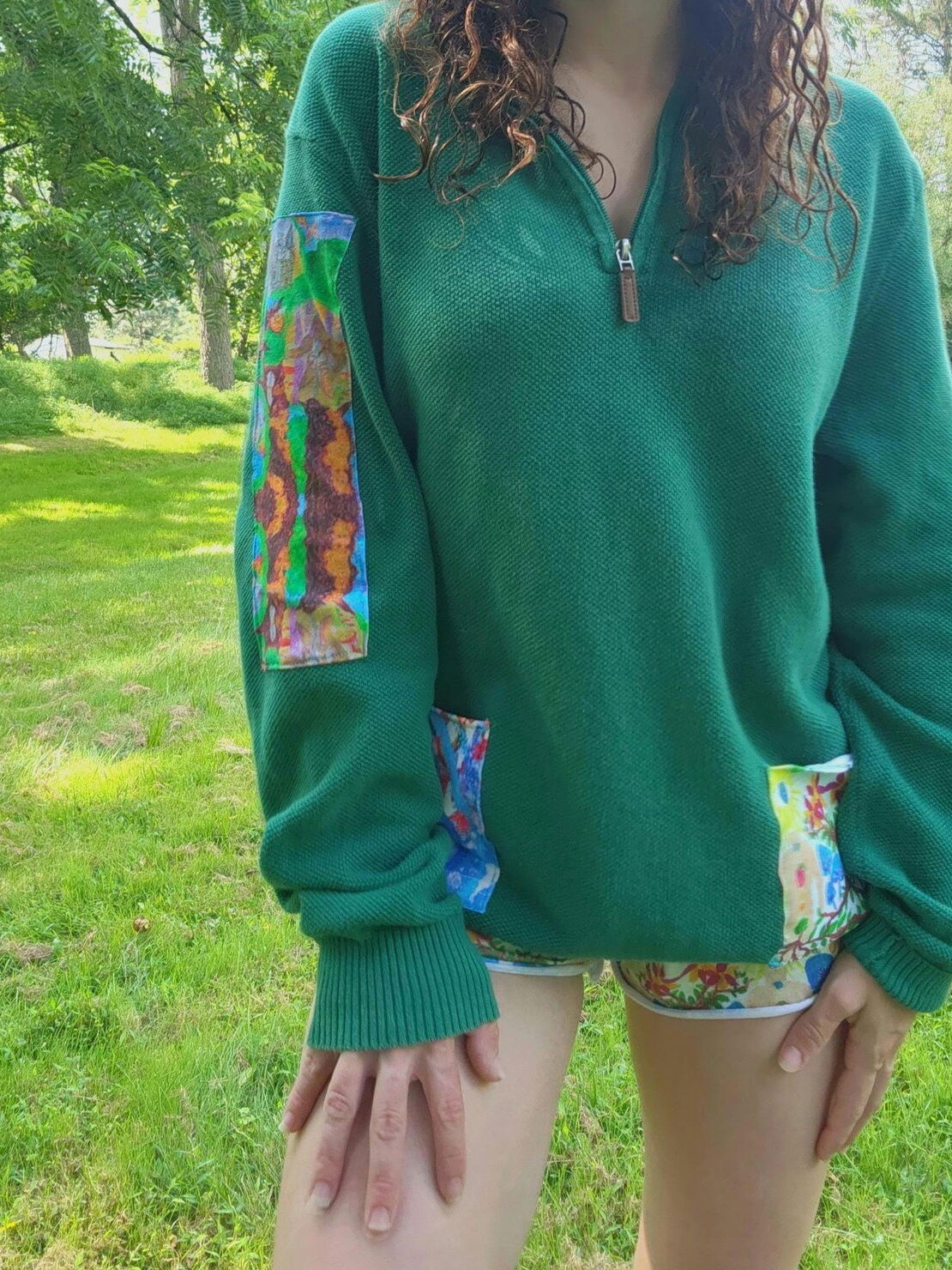 Mushroom Portal Pullover Half-Zip Sweater with Original Artwork