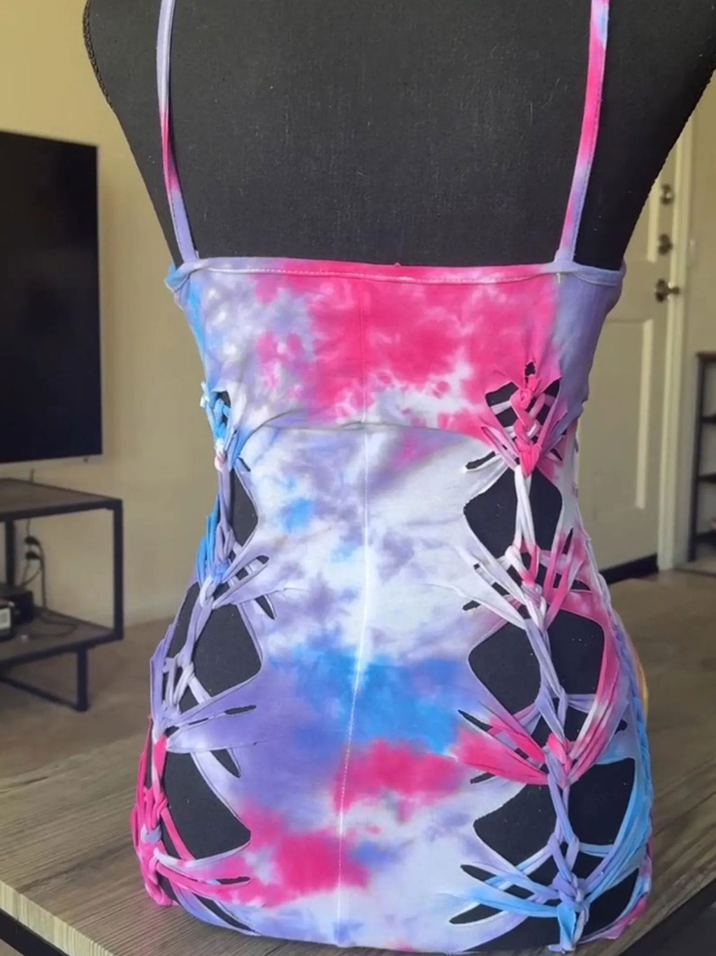 Vibrant Vortex Slit Weave Romper