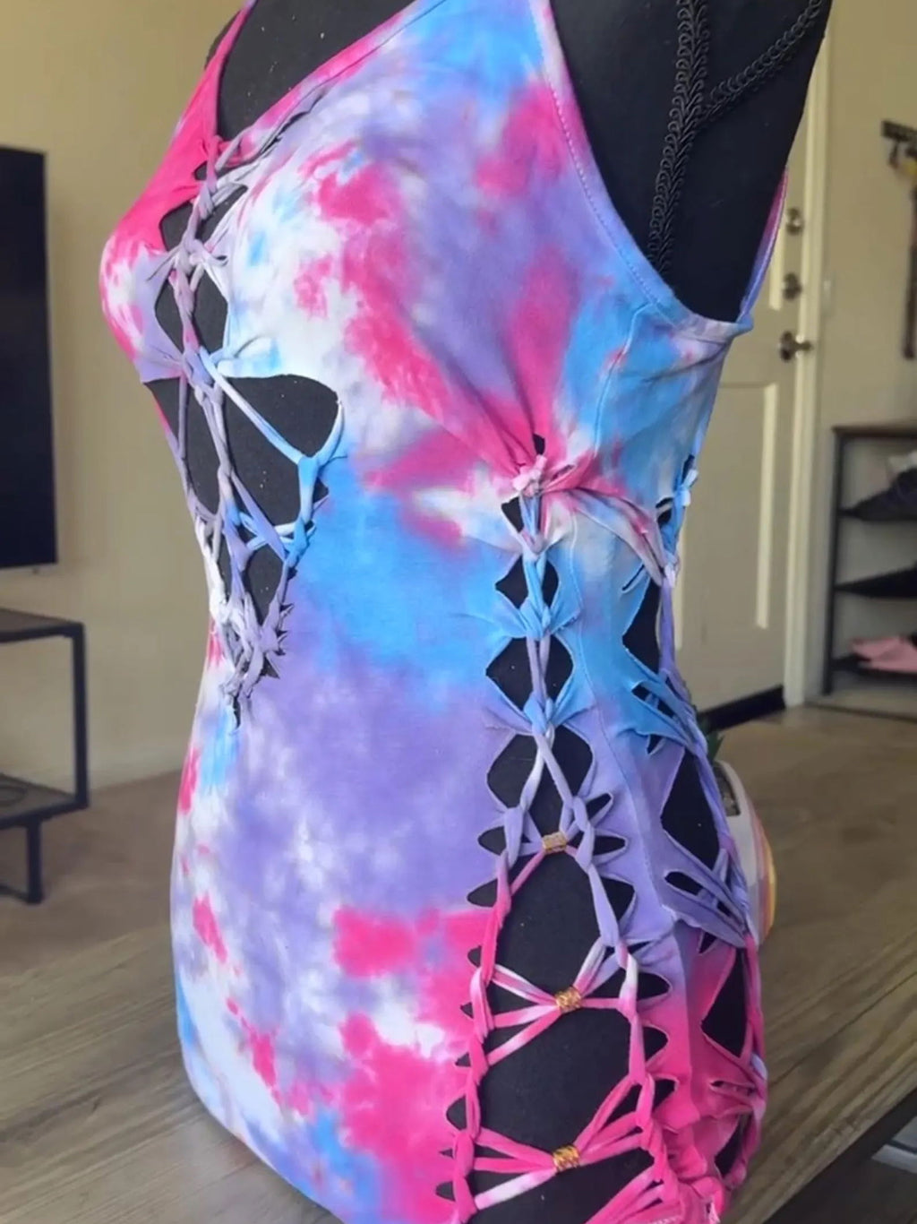 Vibrant Vortex Slit Weave Romper