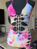 Cosmic Starburst Slit Weave Romper