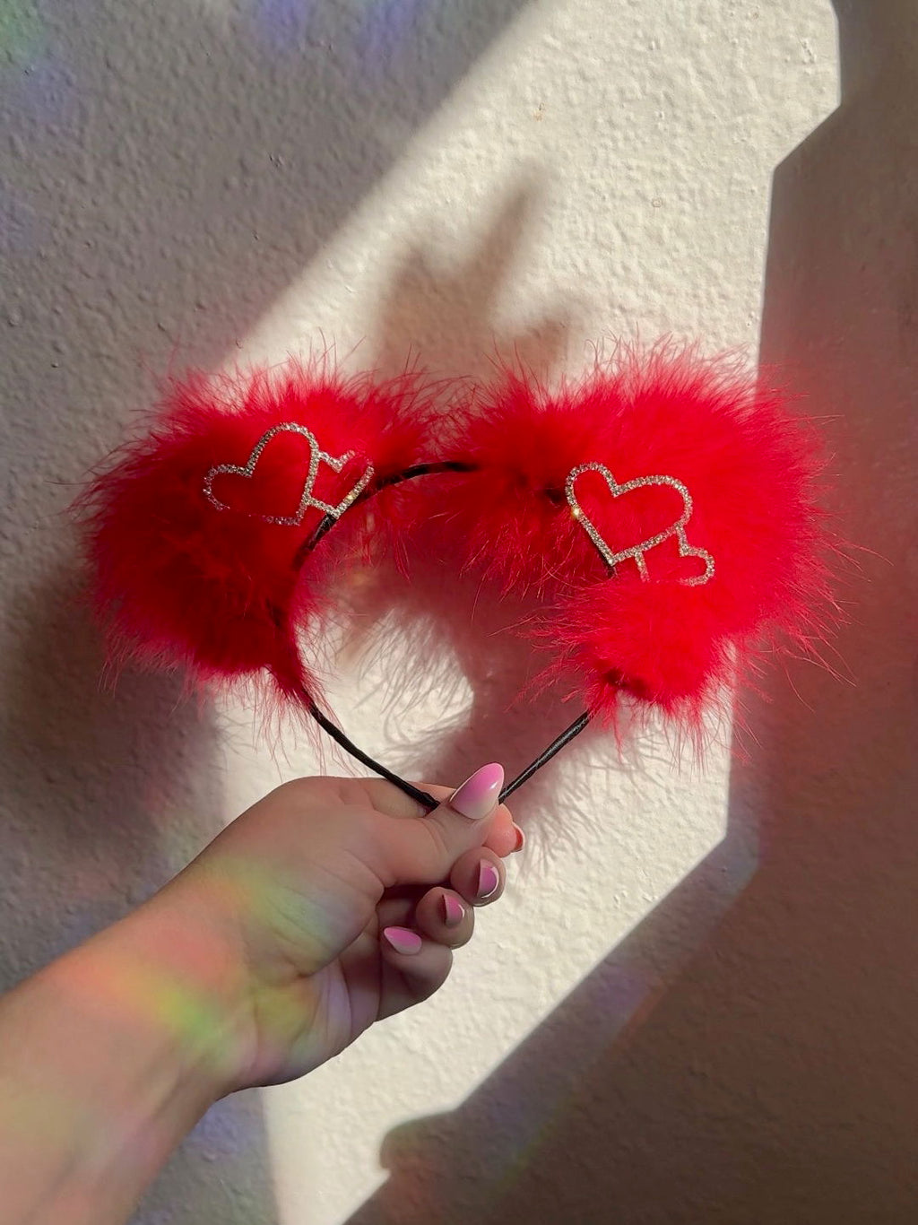 Heart Charm Red Fluff Cat Ears