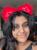 Heart Charm Red Fluff Cat Ears