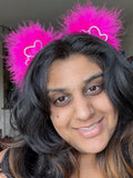 Heart Charm Pink Fluff Cat Ears