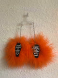 Orange Fluff Earrings with Halloween Charms