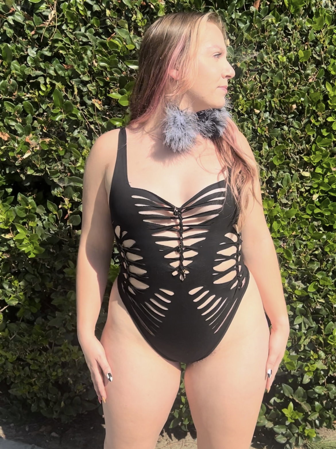 Blackout Bliss Slitweave Bodysuit