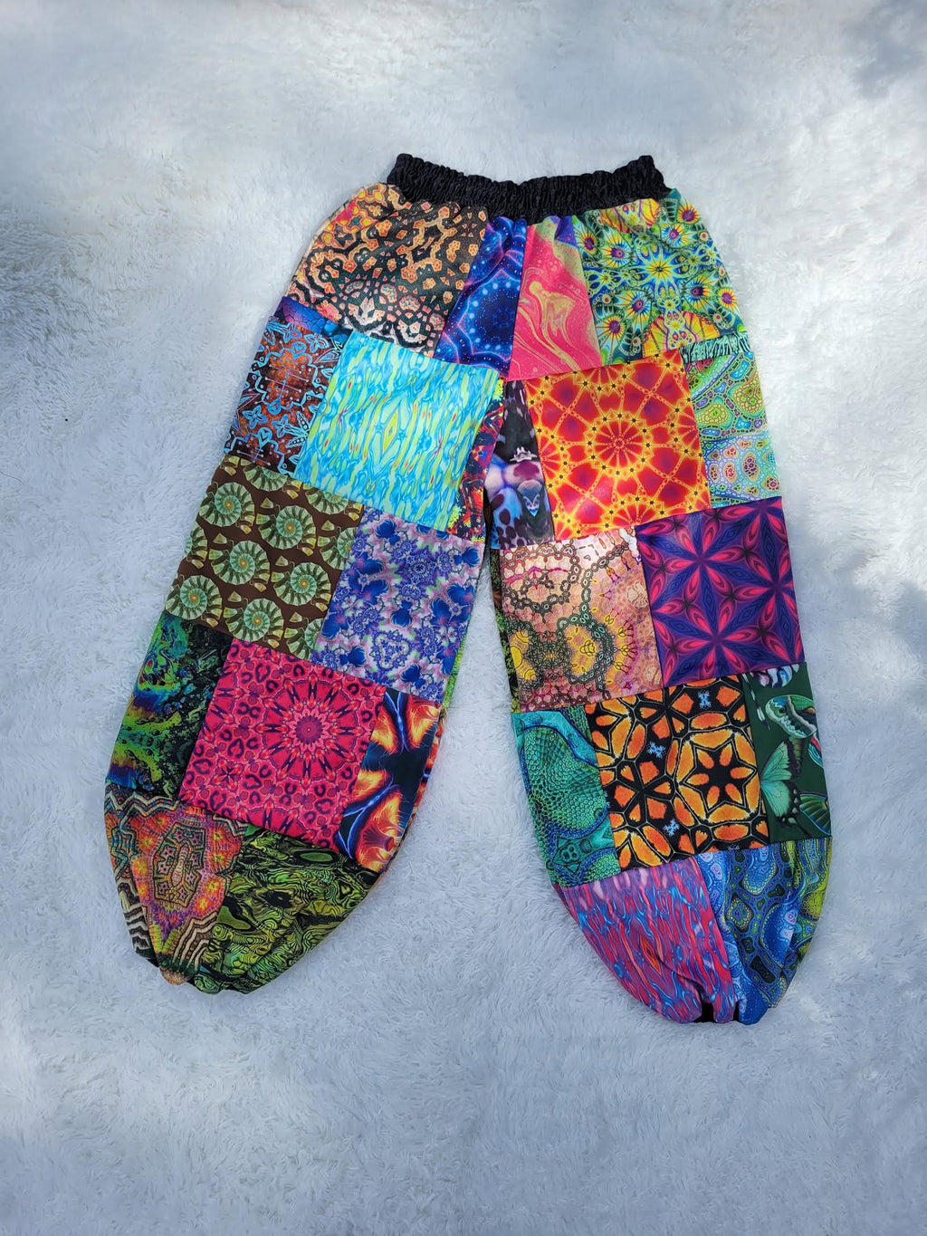 Velvet patchwork cargo joggers