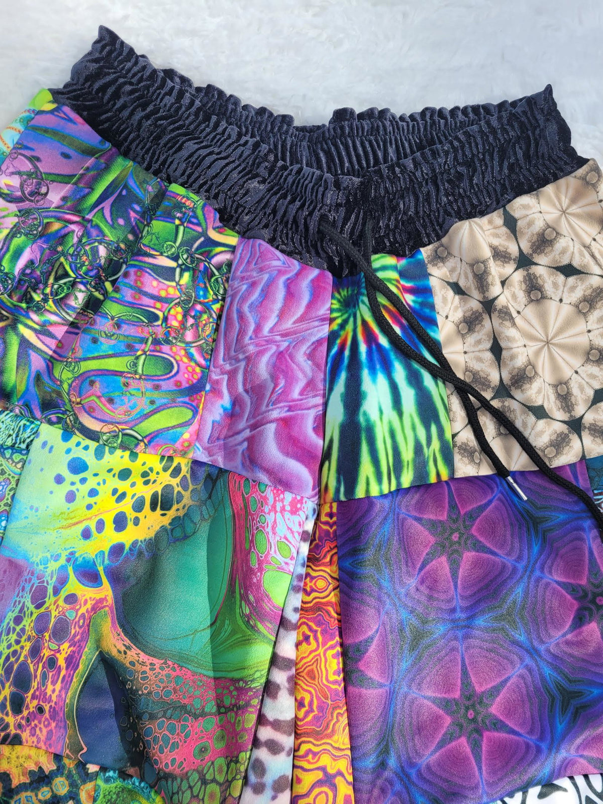 Velvet patchwork cargo joggers