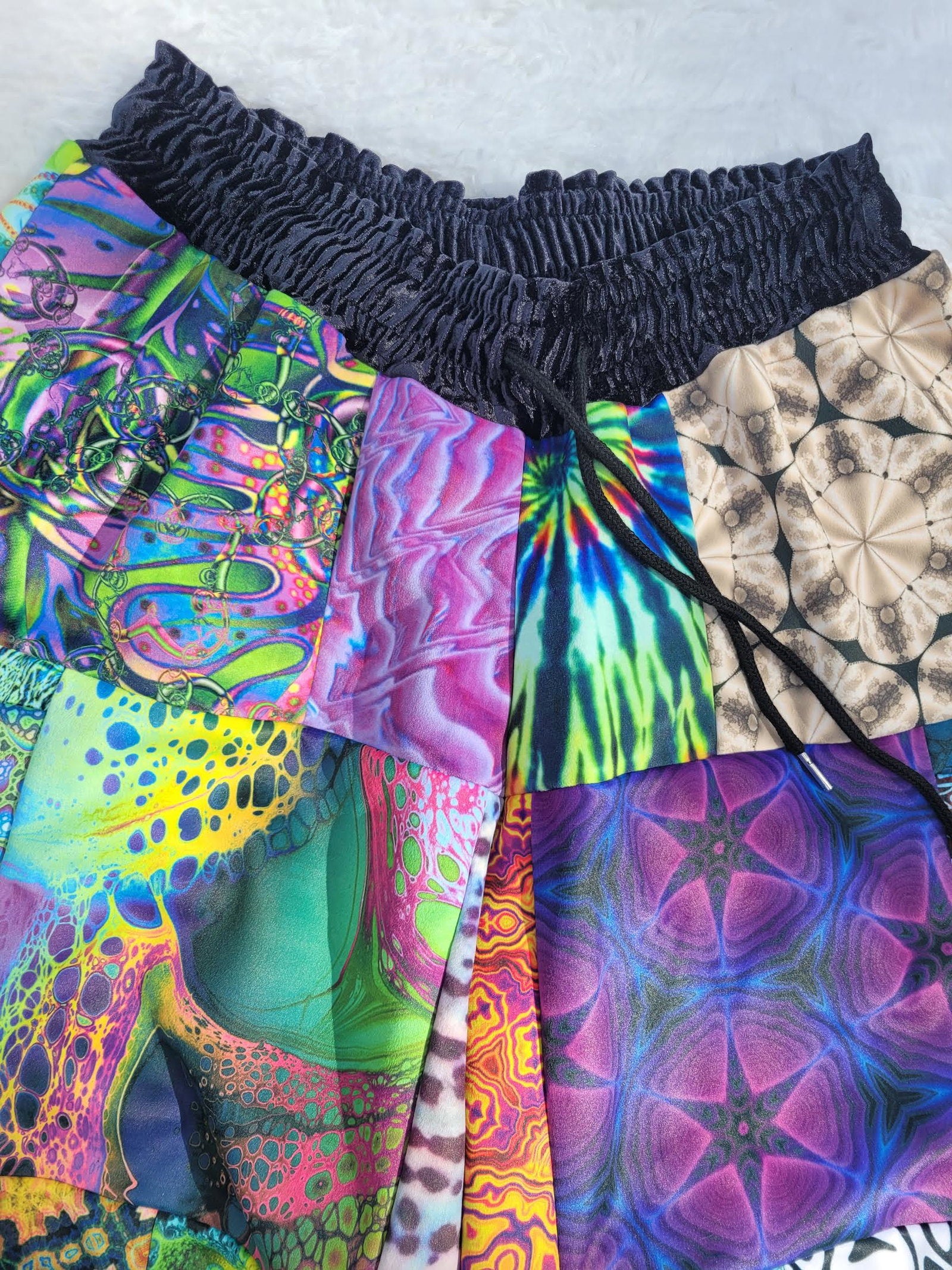 Velvet patchwork cargo joggers