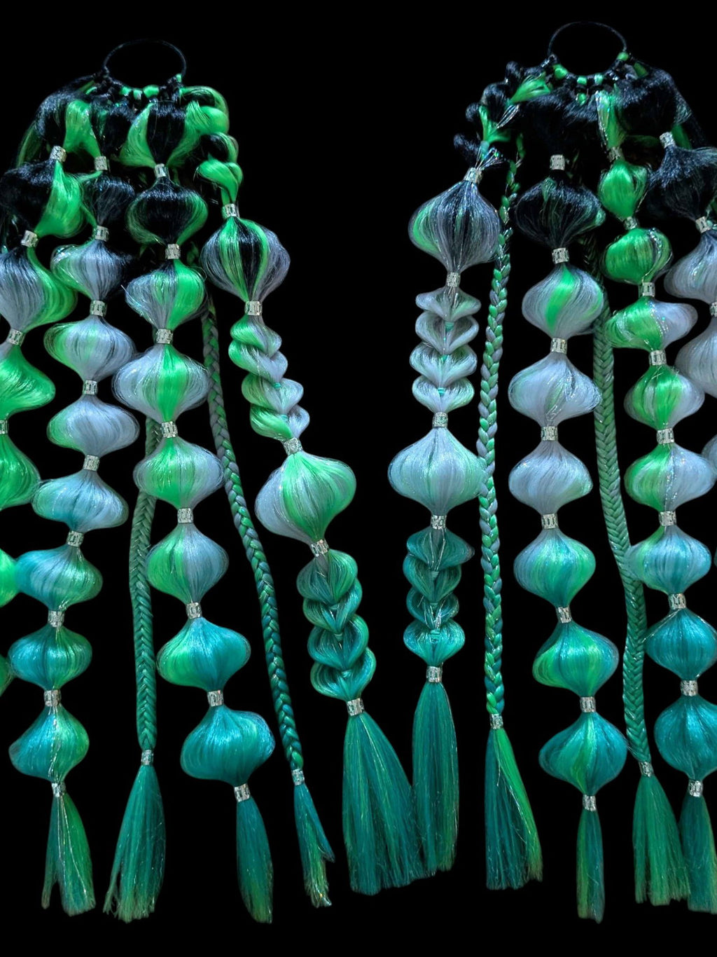 Green Nymph (GLOW) - Ponytail Festival Rave Braids