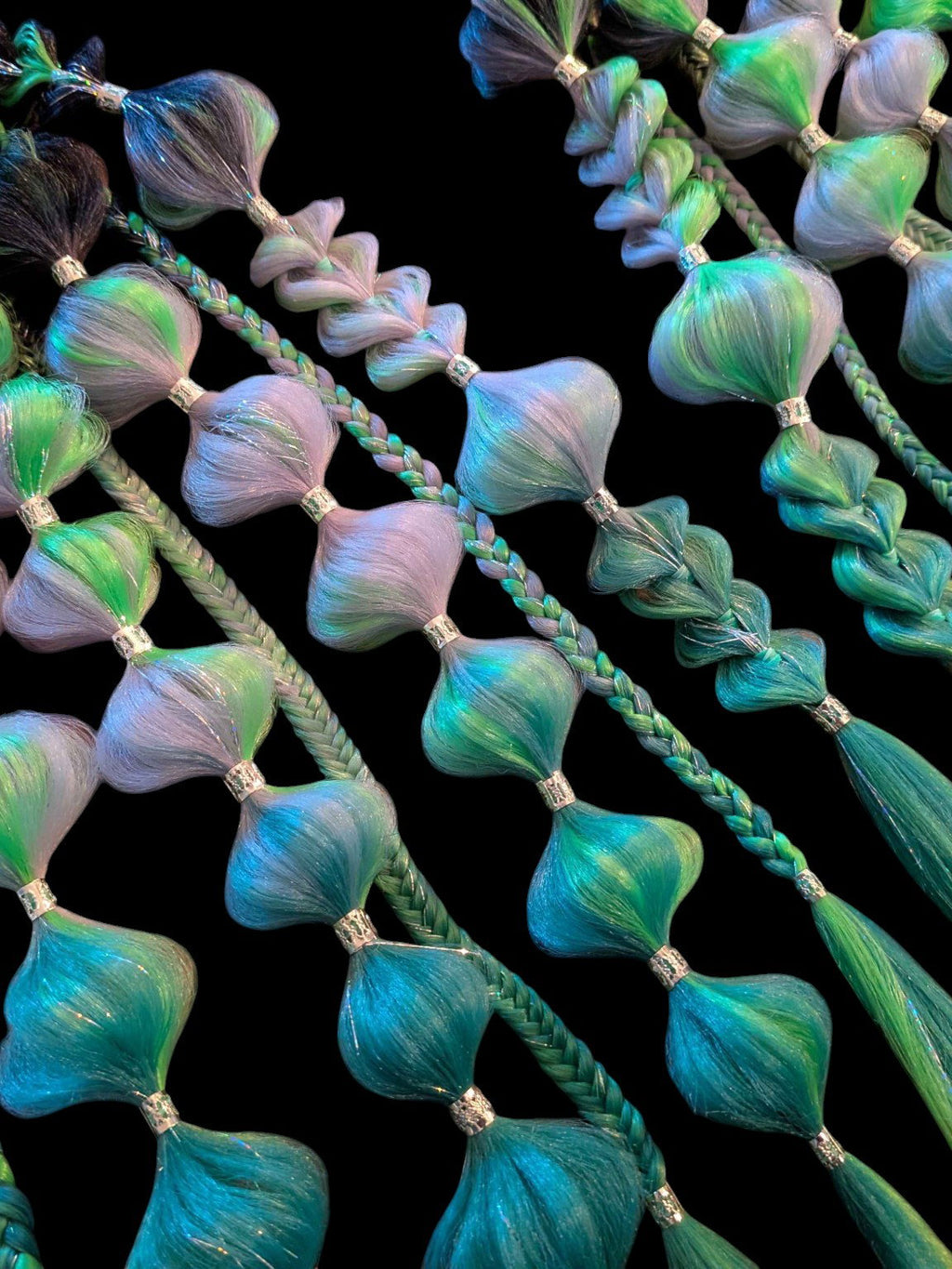 Green Nymph (GLOW) - Ponytail Festival Rave Braids