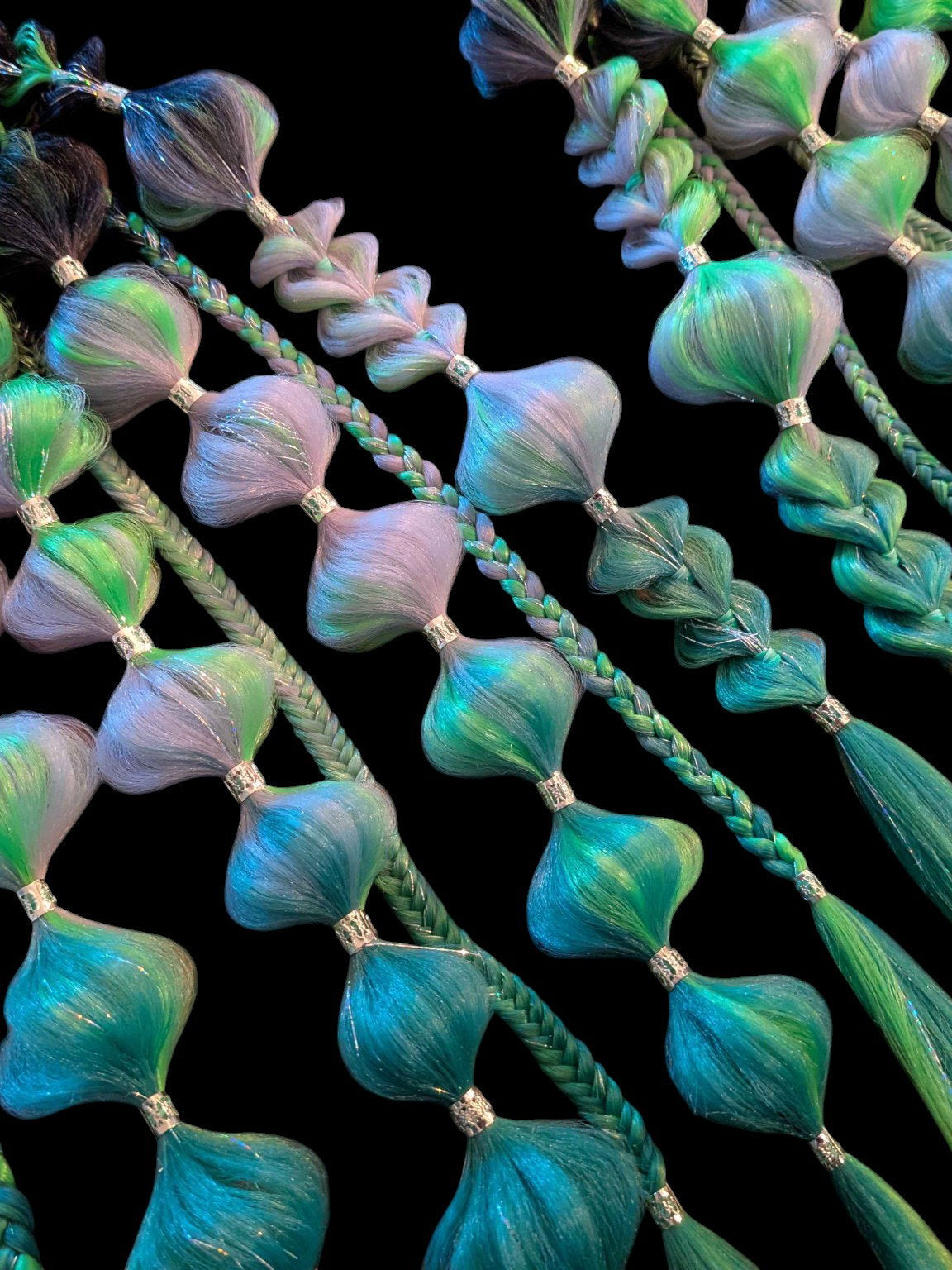 Green Nymph (GLOW) - Ponytail Festival Rave Braids