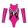 Snakey Pink Women's Tank Bodysuit with Gloves