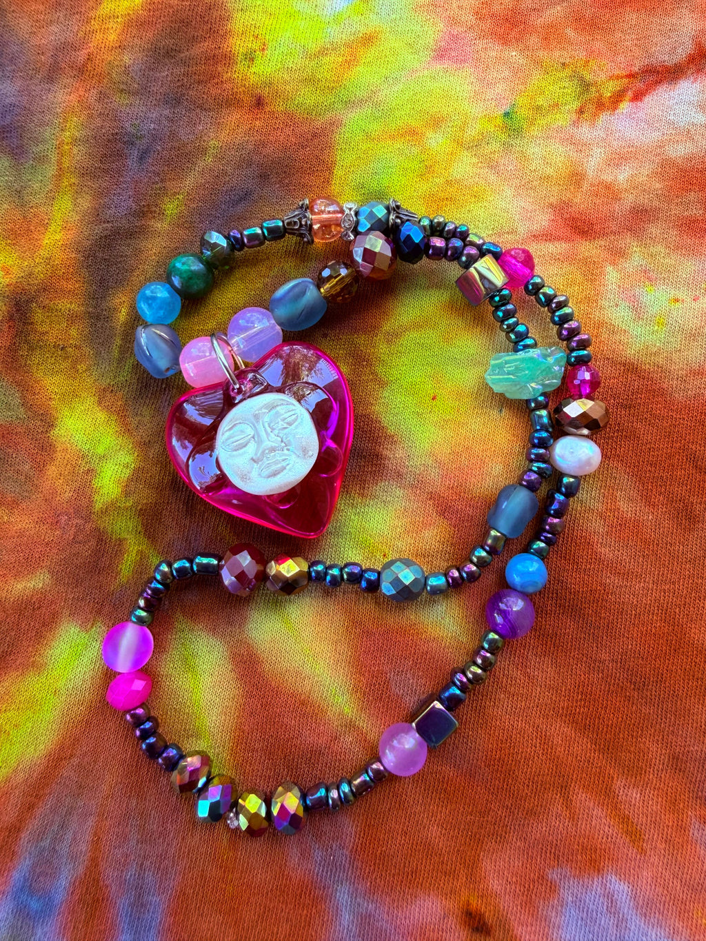Cosmic Dancer - Moon Heart Stretch Necklace