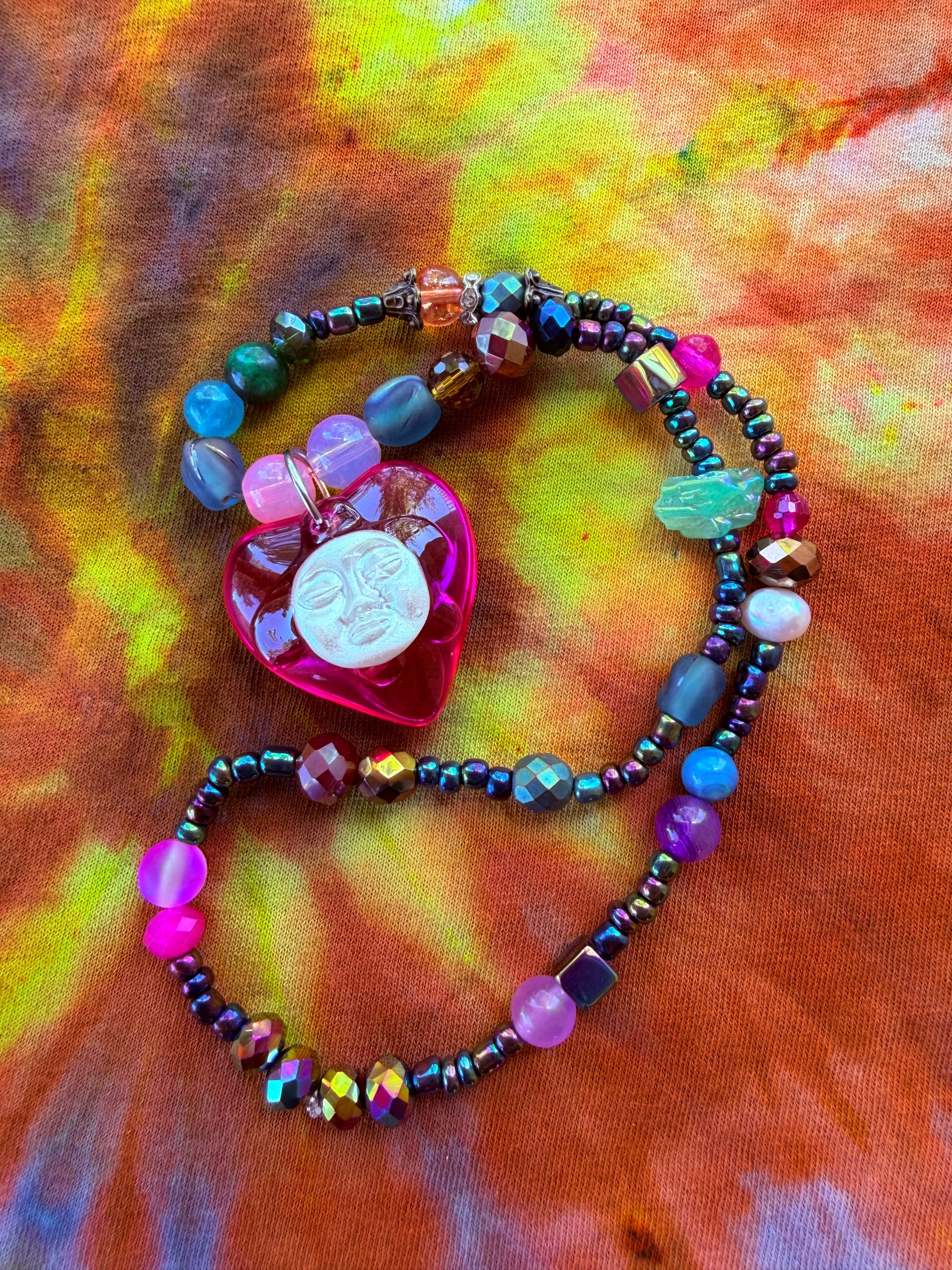 Cosmic Dancer - Moon Heart Stretch Necklace