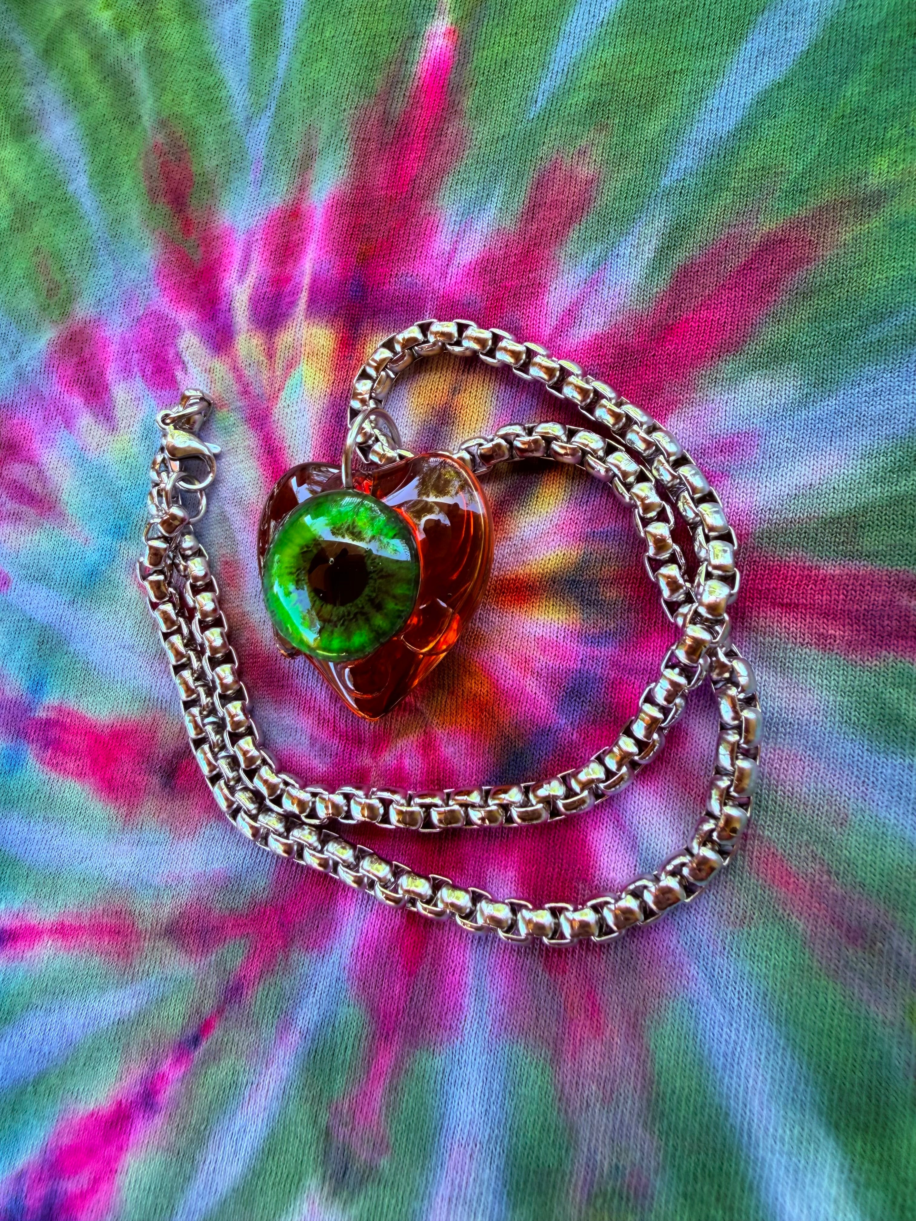 Forest Fae - Fairy Eye Heart Pendant + 15 inch chain