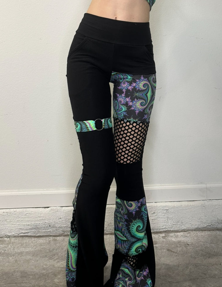 MTO Mesh Patchwork Flare Pants