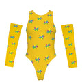 Star Yellow Women's Tank Bodysuit with Gloves