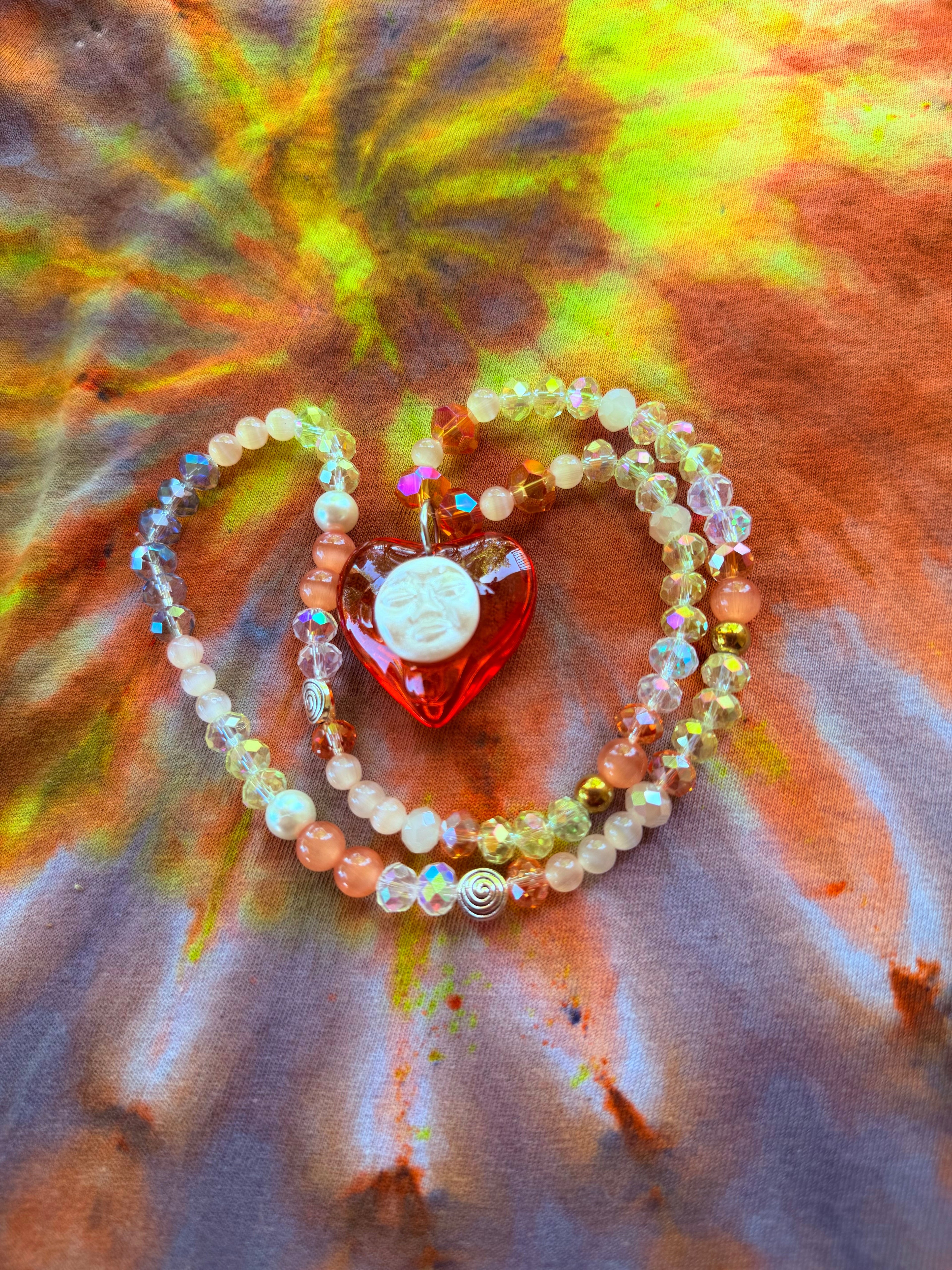 Desert Moonrise - Moon Heart Stretch Necklace