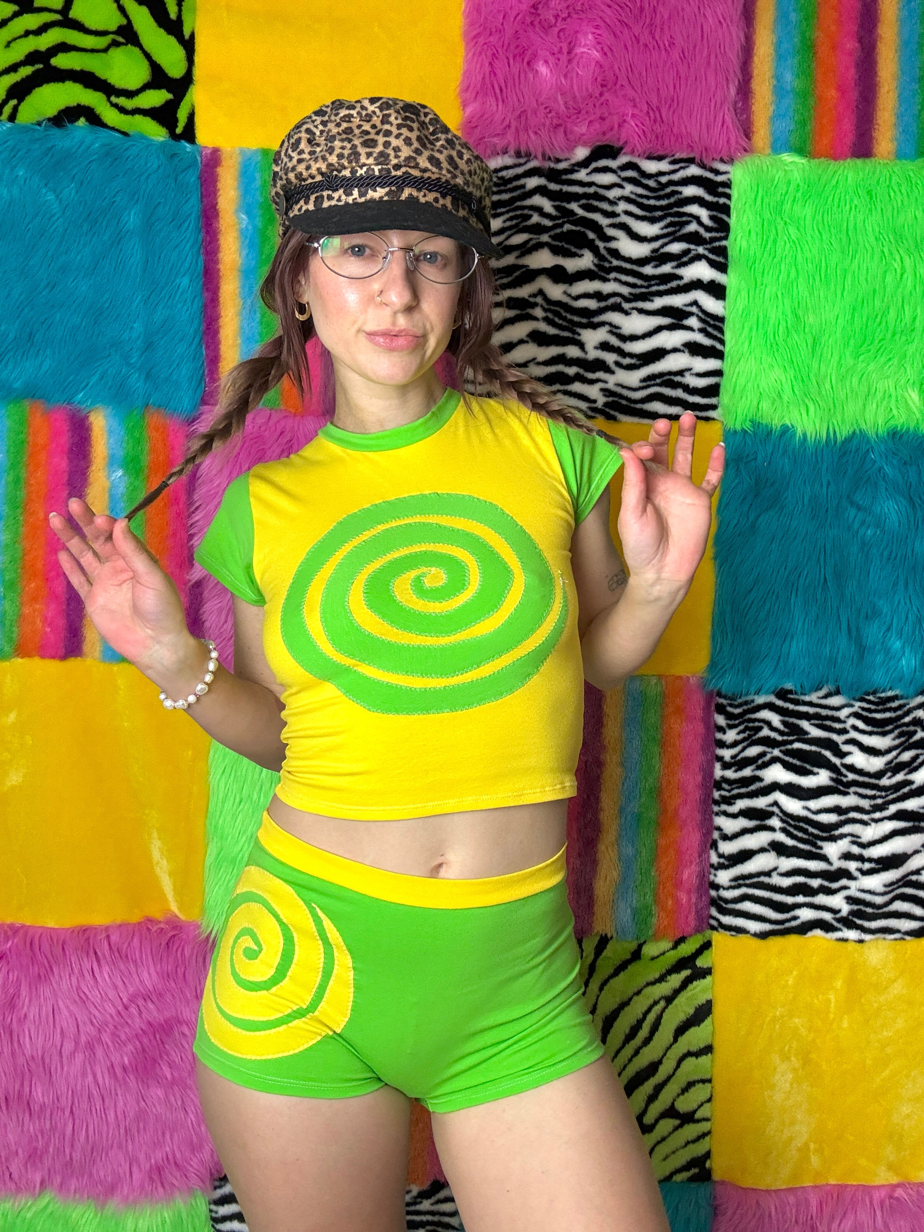 Into the Portal - Mid-rise Shorties (Yellow/Green - RTS)