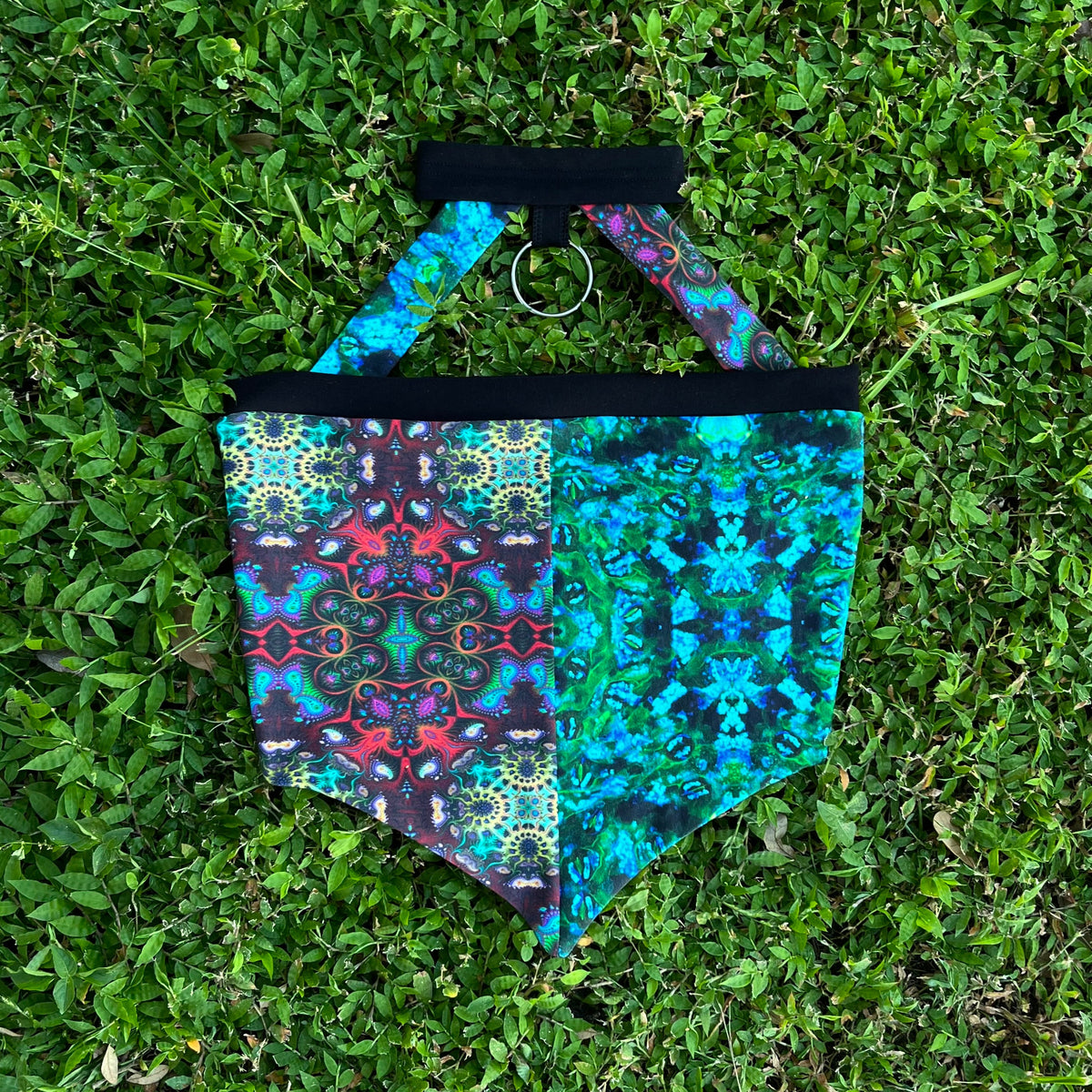 Half n Half Choker Pixie Top w/ Appliqué S/M
