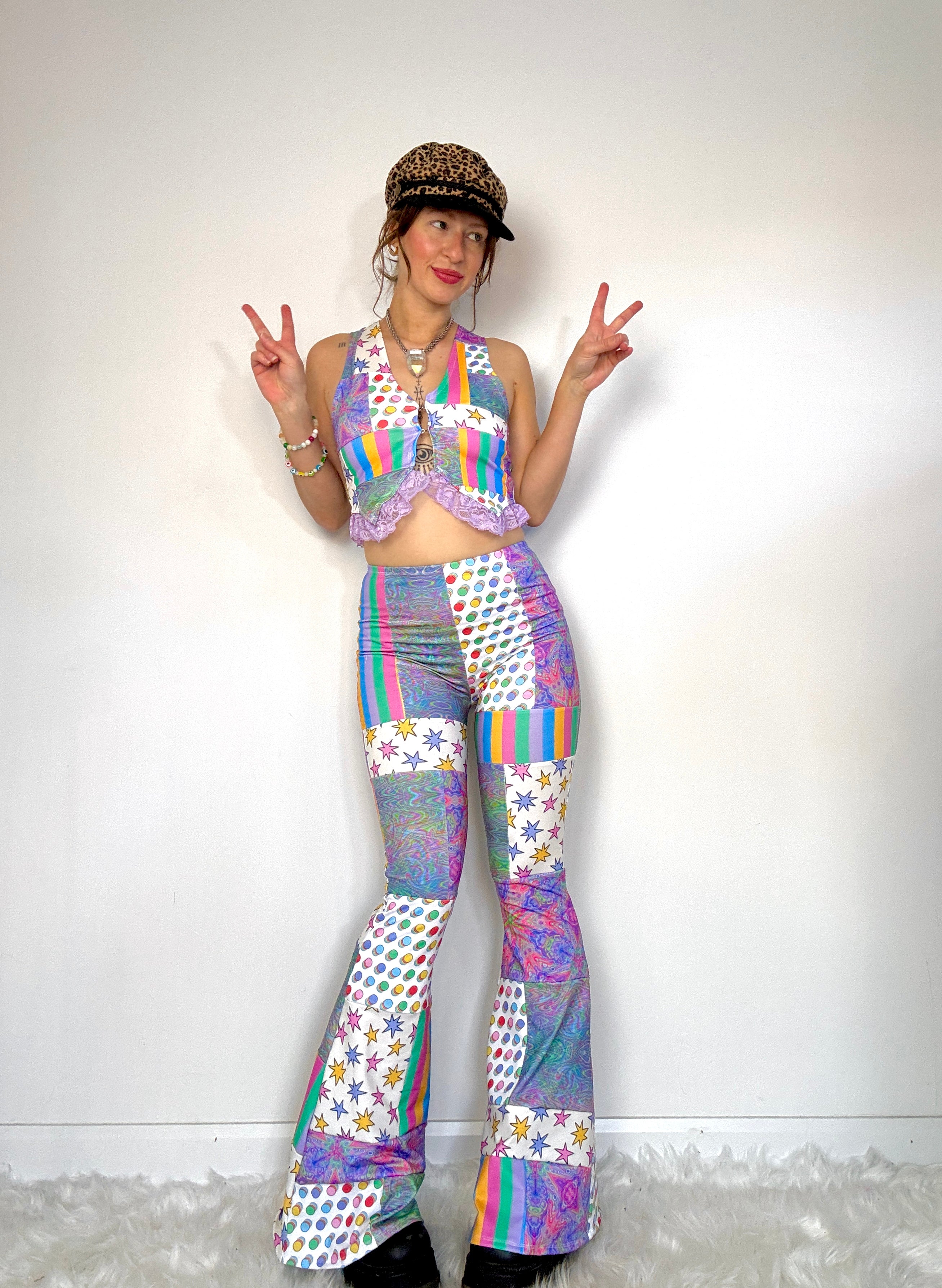 Clownin' Around Patchwork Flare Pants (MTO)