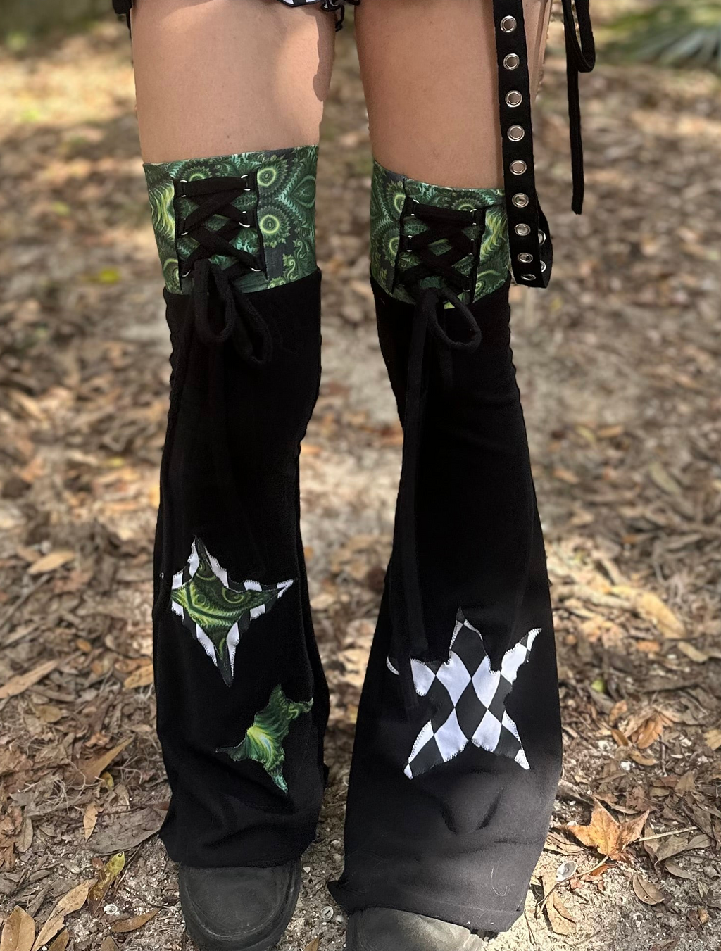 MTO Lace up Flare Leg Warmers ( With patches )