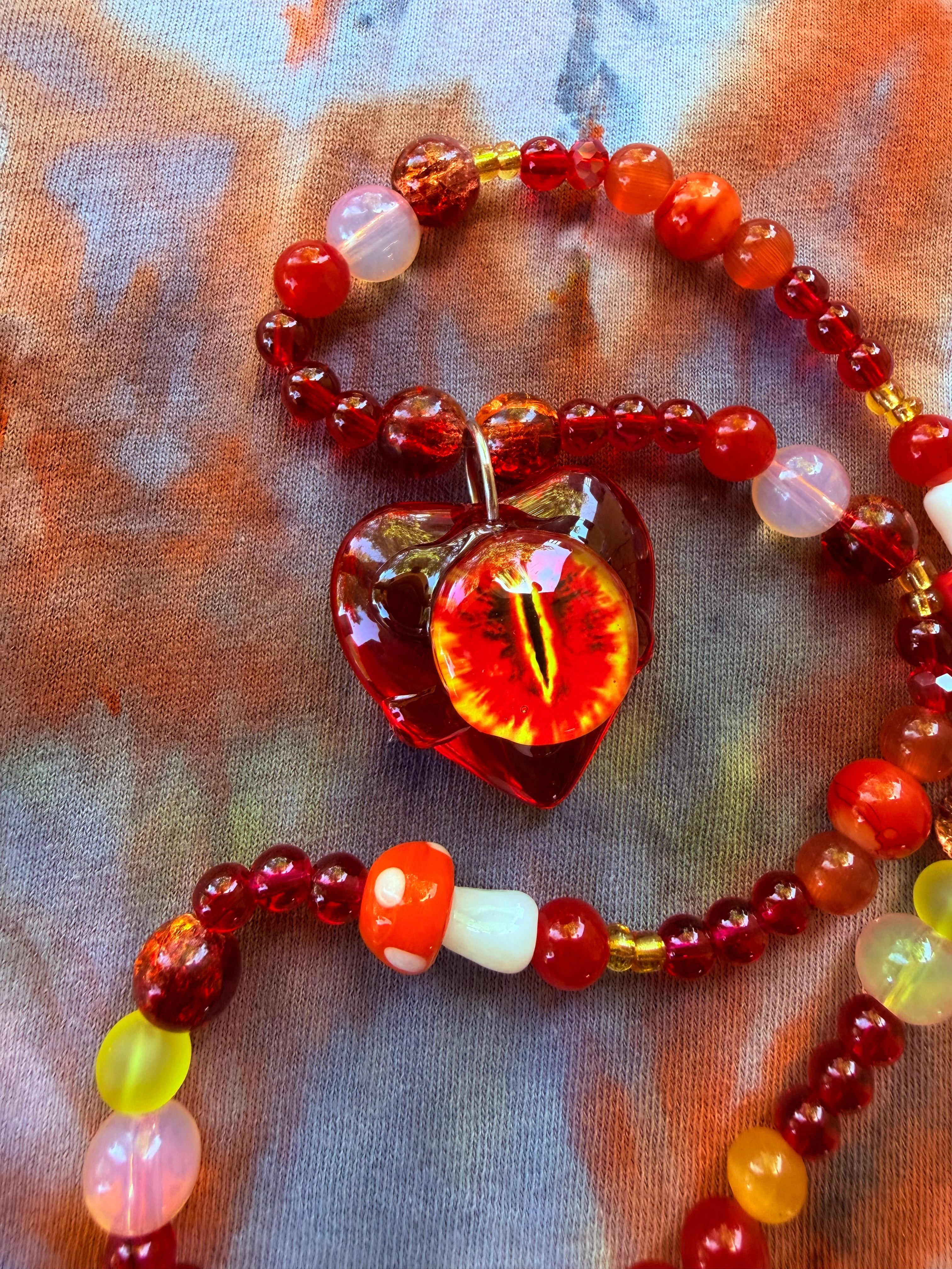 Fire Bender  - Dragon Eye Heart Stretch Necklace