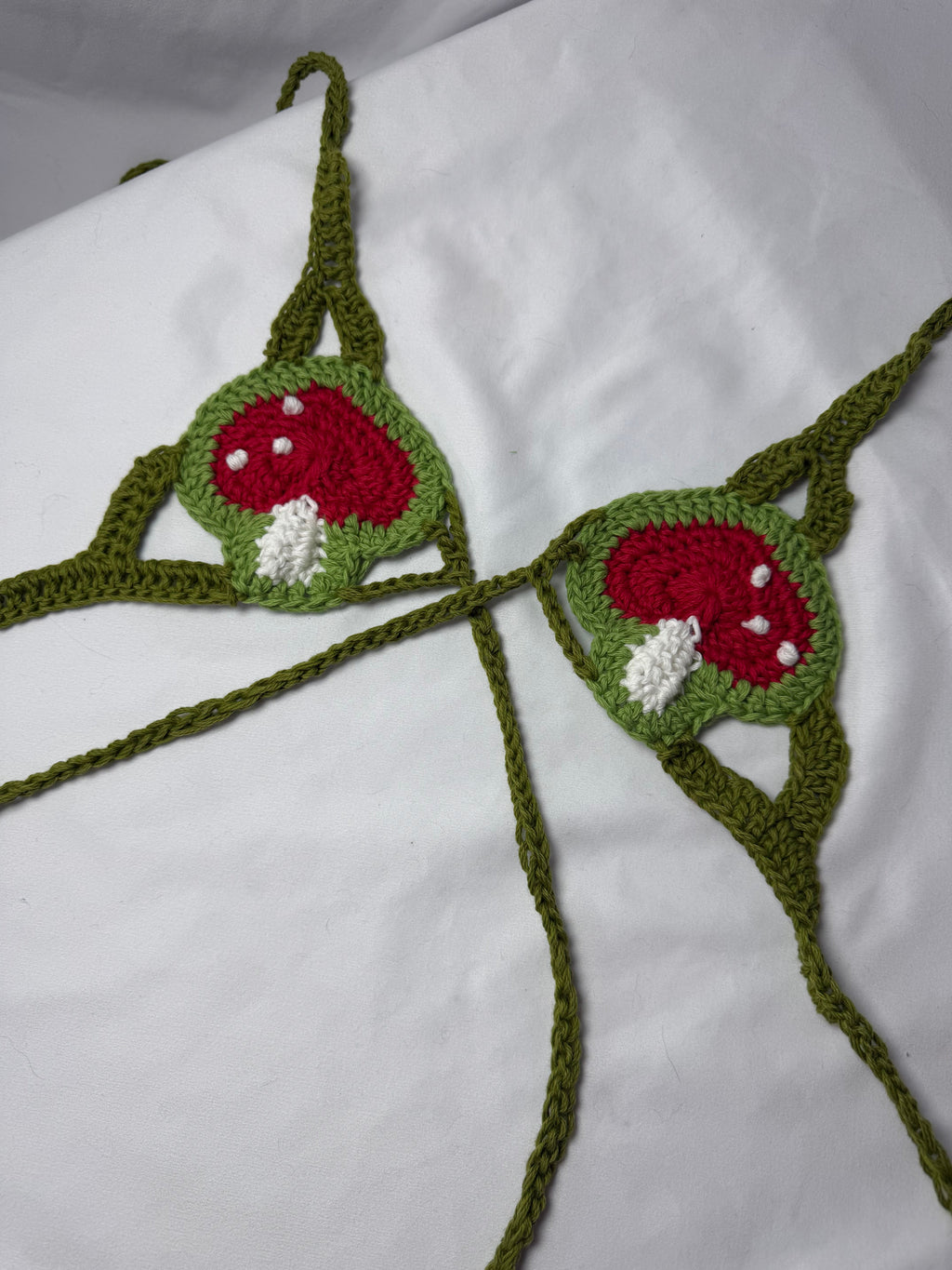 MTO Mushroom Micro Bikini (4x4”) - Tiny Crochet Ravewear Swim & Festival Set